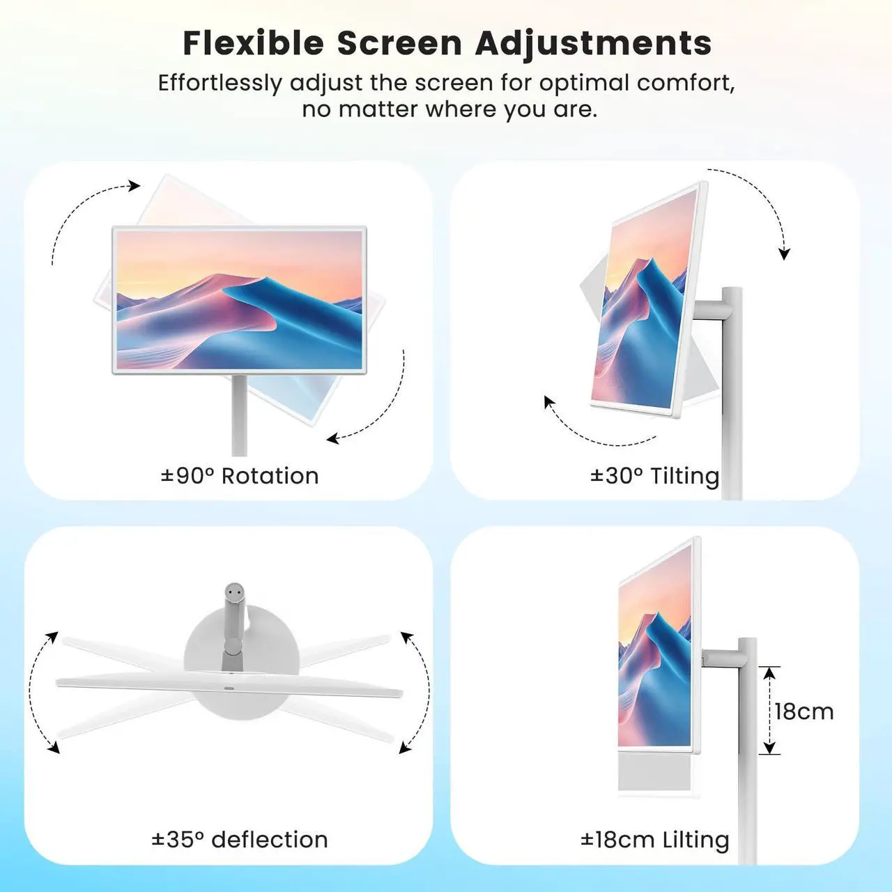 Alt view image 4 of 5 - BIGASUO 32-Inch Portable Smart Screen 1080p Portable Monitor with Rotatable Touch Screen, 8G RAM+128G Storage, Android 13 OS, Built-in Battery(4-6H), Rolling TV on Wheels, Remote Control
