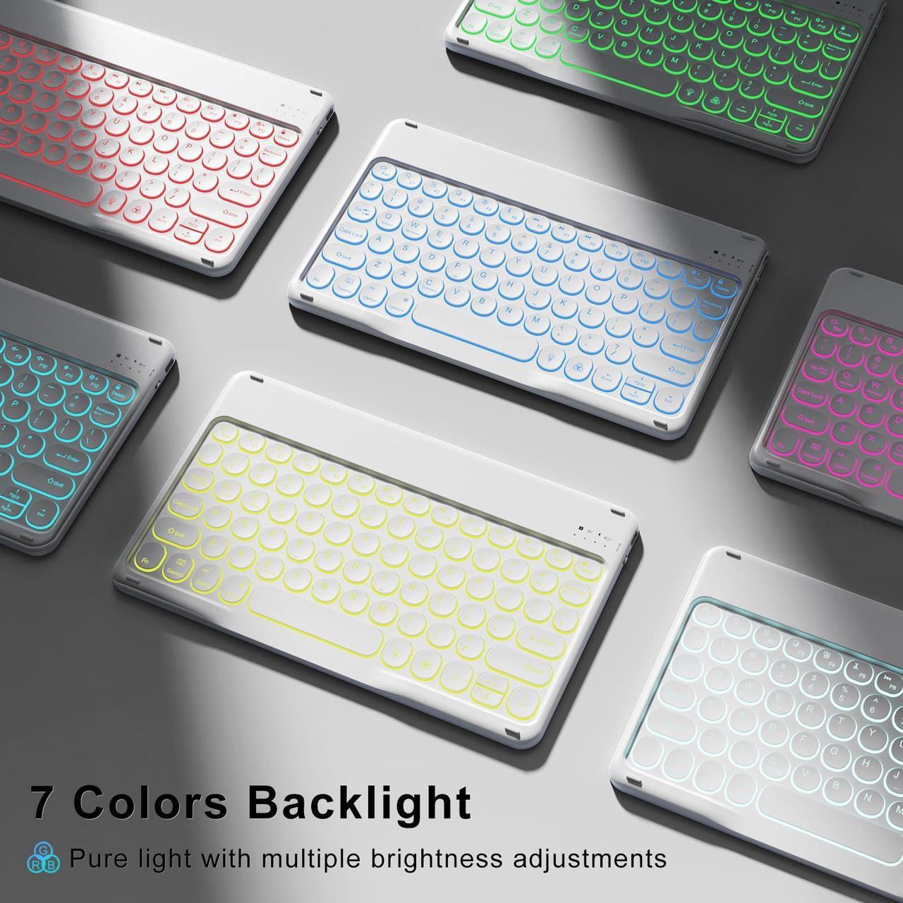 Alt view image 4 of 5 - SZPSGC Case for iPad 9th/8th/7th Generation with Keyboard 10.2 Inch 2021/2020/2019, 7 Colors Backlit Detachable Keyboard, Soft TPU Back Folio Stand Cover with Pencil Slots, Black