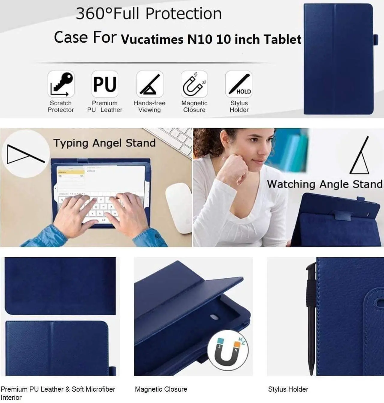Alt view image 3 of 5 - HANAIETTE [4 inch 1] ONN 11" Tablet Pro / 100146660 Keyboard Case and Screen Protector Tempered Glass for ONN 11inch Tablet Pro / 100146660 (2024 Model) (Black)