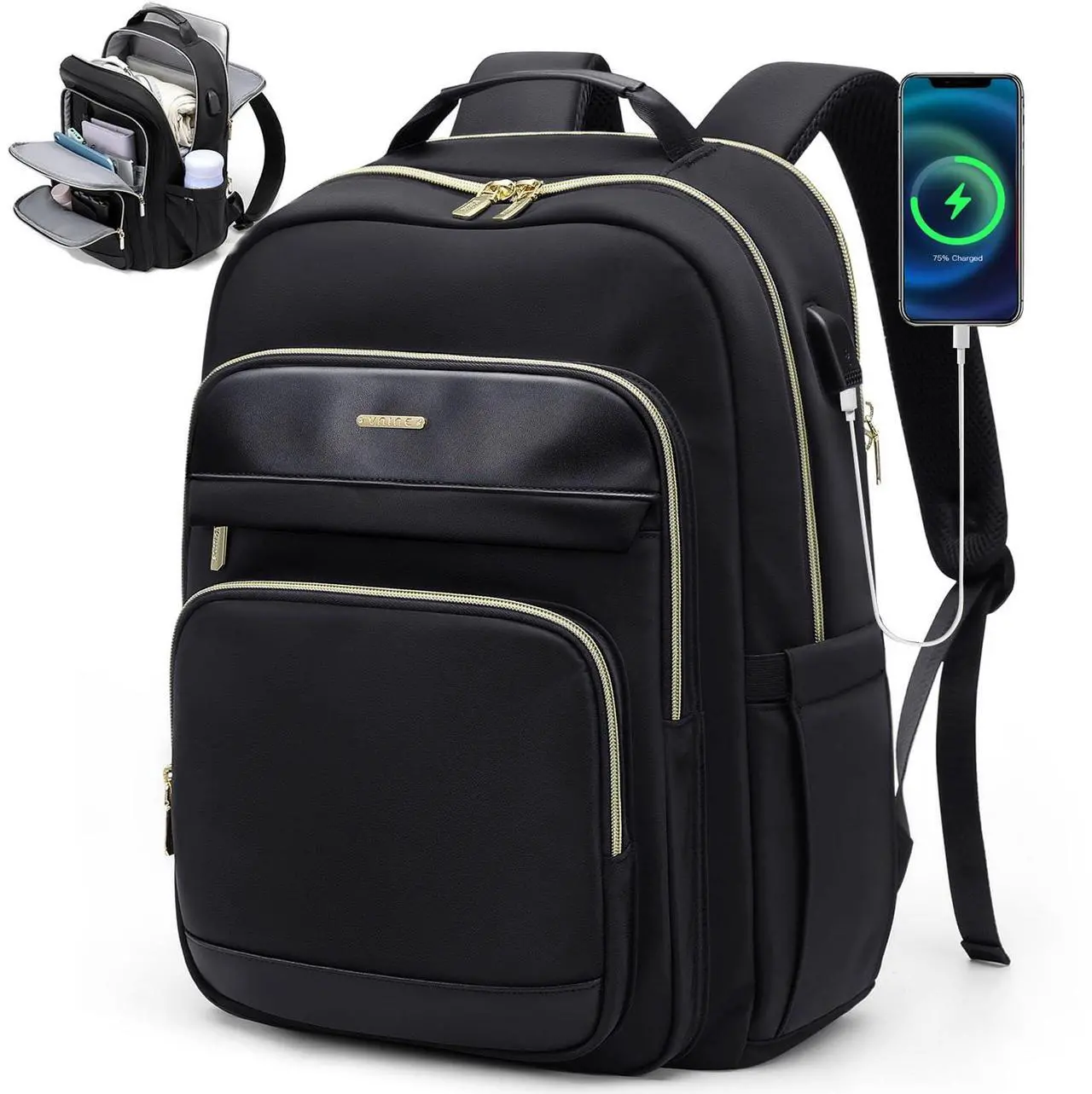 Main image of VNINE Travel Laptop Backpack for Women Men 15.6 Inch Work Bags with USB Port Large Capacity Travel Bags Water Resistant Business Computer Backpack Purse Casual Daypacks for College Nurse