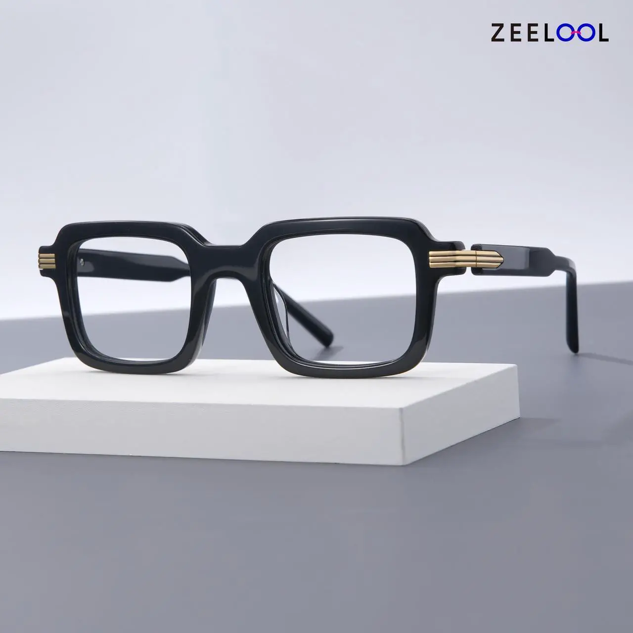 Alt view image 2 of 5 - Zeelool Square Blue Light Glasses Men Black Eyeglasses Non Prescription Trendy Vintage Computer Eyewear Anti Eyestrain JGA113301-01B