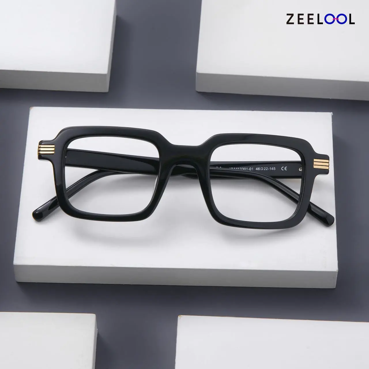 Alt view image 3 of 5 - Zeelool Square Blue Light Glasses Men Black Eyeglasses Non Prescription Trendy Vintage Computer Eyewear Anti Eyestrain JGA113301-01B