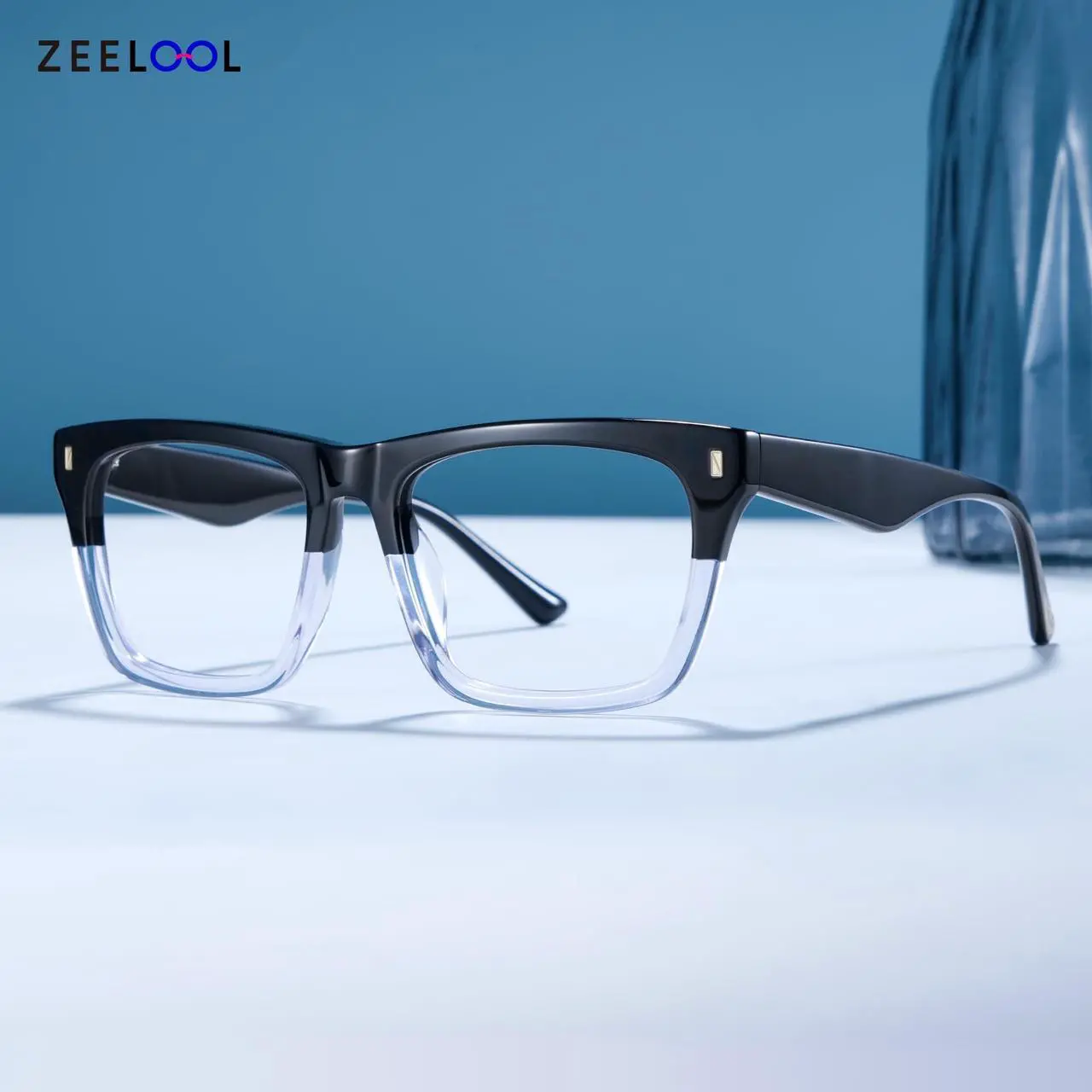 Alt view image 2 of 5 - Zeelool Blue Light Blocking Glasses for Men, Rectangle Fashion Glasses Frame Eyeglasses with Anti UV Glare & Eyestrain Lens ZJGA996987-02B