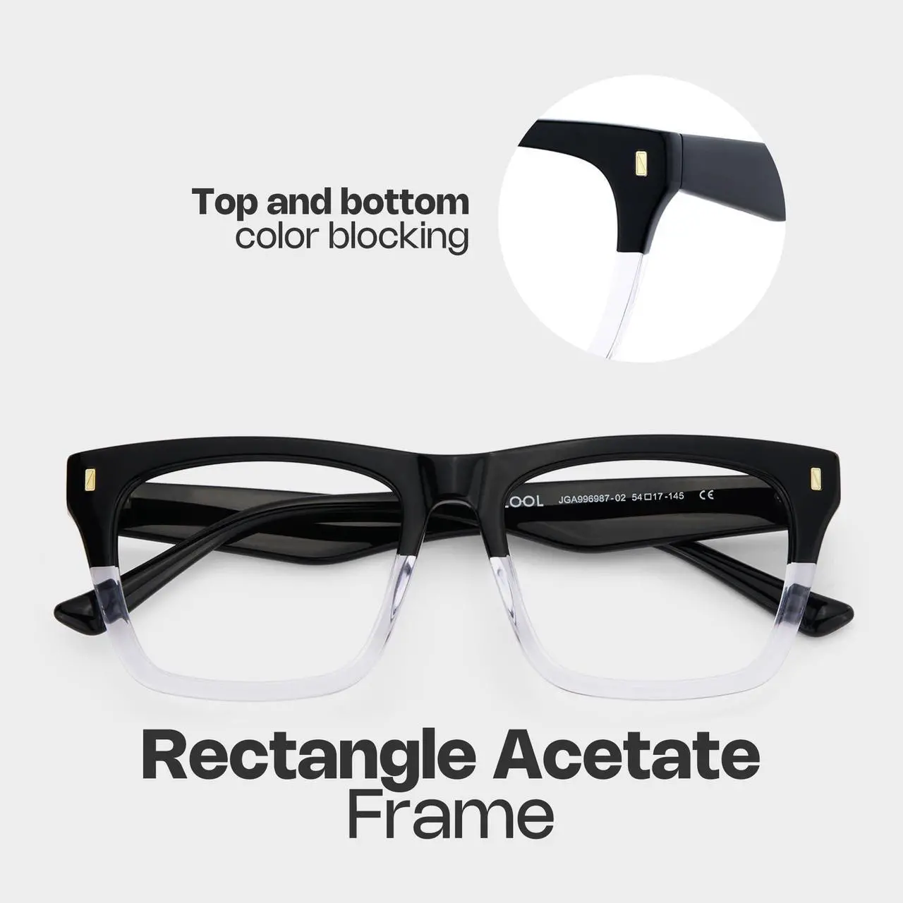 Alt view image 4 of 5 - Zeelool Blue Light Blocking Glasses for Men, Rectangle Fashion Glasses Frame Eyeglasses with Anti UV Glare & Eyestrain Lens ZJGA996987-02B