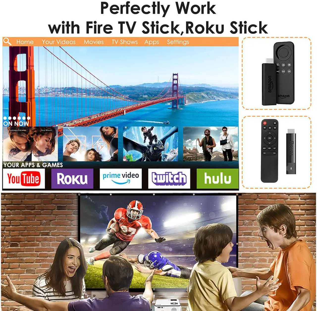 Alt view image 4 of 7 - Mini Projector, SHIMOR C9 Portable Movie Projector with 100Inch Projector Screen, 1080P Supported Compatible with TV Stick, Video Games, HDMI,USB,TF,VGA,AUX,AV
