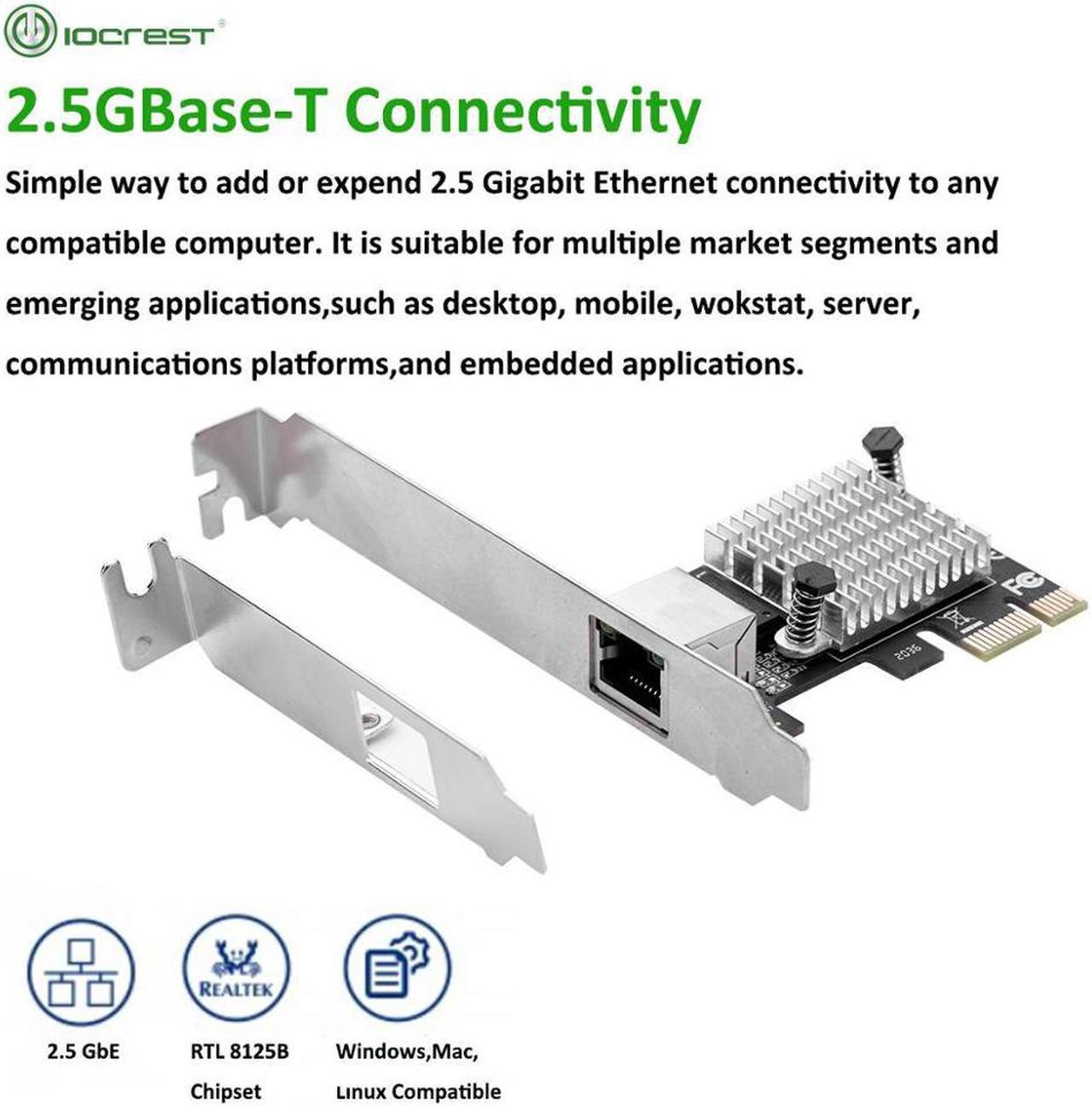 2.5GBase-T Gigabit Network Adapter with 1 Port 2500Mbps PCIe 2.5gb Ethernet Card RJ45 LAN Controller Card