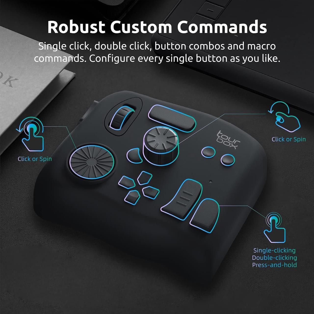 Alt view image 3 of 7 - TourBox NEO (with Storage Bag)  - Video Photo Editing Controller, Custom Shortcut Keyboard, Eye-Free One-Hand Creative Console for Photoshop Lightroom Premiere, Windows Mac PC Graphics Drawing Tablet