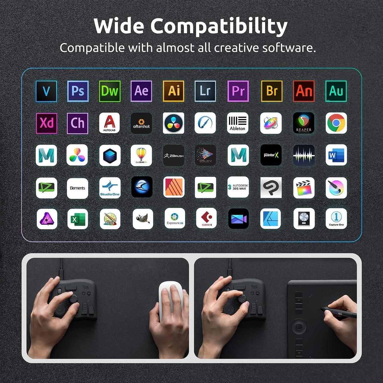 Alt view image 4 of 7 - TourBox NEO (with Storage Bag)  - Video Photo Editing Controller, Custom Shortcut Keyboard, Eye-Free One-Hand Creative Console for Photoshop Lightroom Premiere, Windows Mac PC Graphics Drawing Tablet
