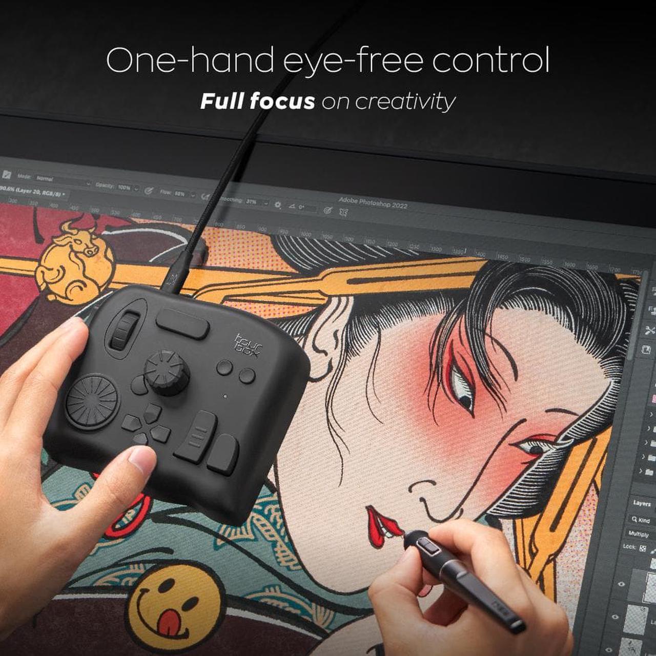 Alt view image 3 of 7 - TourBox NEO - The Advanced Editing Controller for Digital Drawing,Photo and Video Editing,with Customized Creative Inputs,Compatible with Lightroom,Photoshop,Premiere, Capture One,Final Cut Pro & more