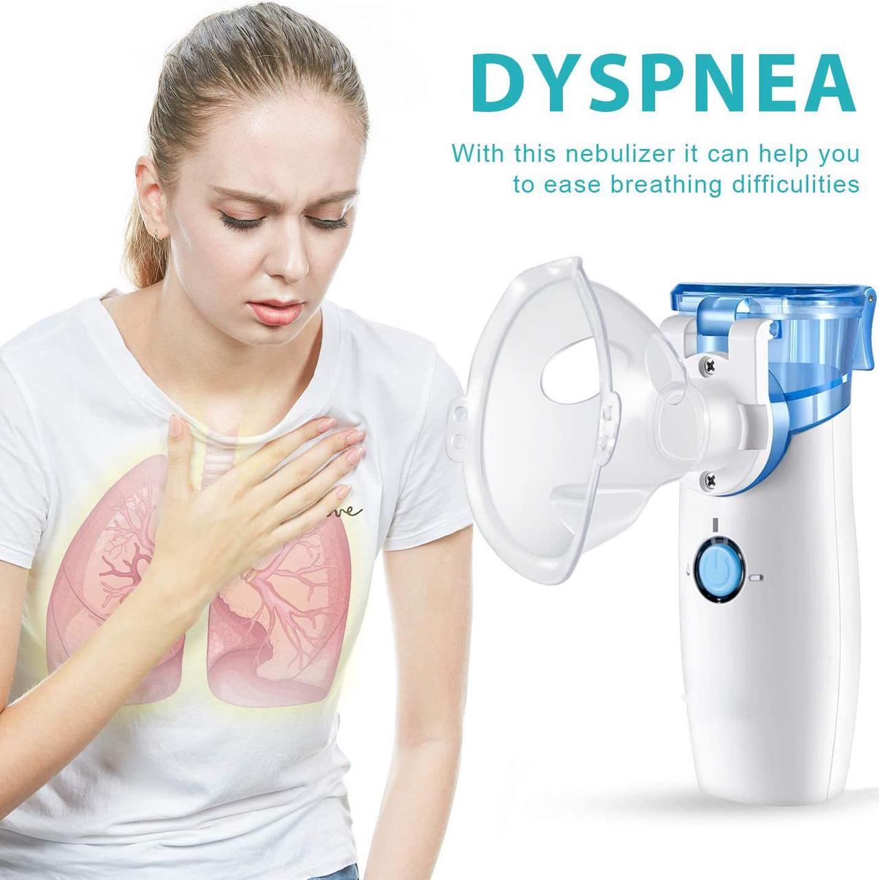 Alt view image 2 of 7 - Auchois Nebulizer Machine,  Portable Handheld Mesh Nebuliser Mist Inhalers Atomizer Home Personal Use Travel Size With Adults Kid Mask