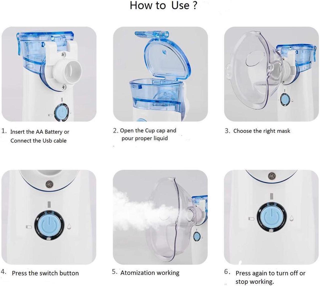Alt view image 7 of 7 - Auchois Nebulizer Machine , Portable Handheld Nebuliser Inhaler Medical Rescue Tool For Adult Kids Child Travel Household Reusable Vaporizer