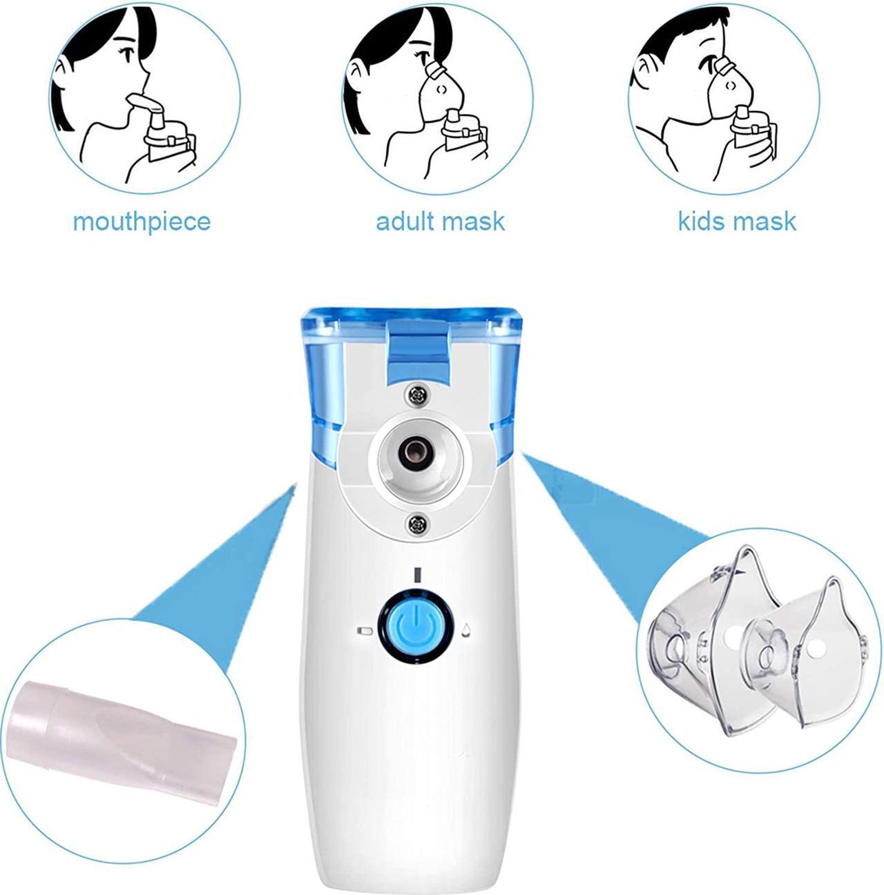 Alt view image 4 of 7 - Auchois Nebulizer Machine,  Portable Handheld Mesh Nebuliser Mist Inhalers Atomizer Home Personal Use Travel Size With Adults Kid Mask