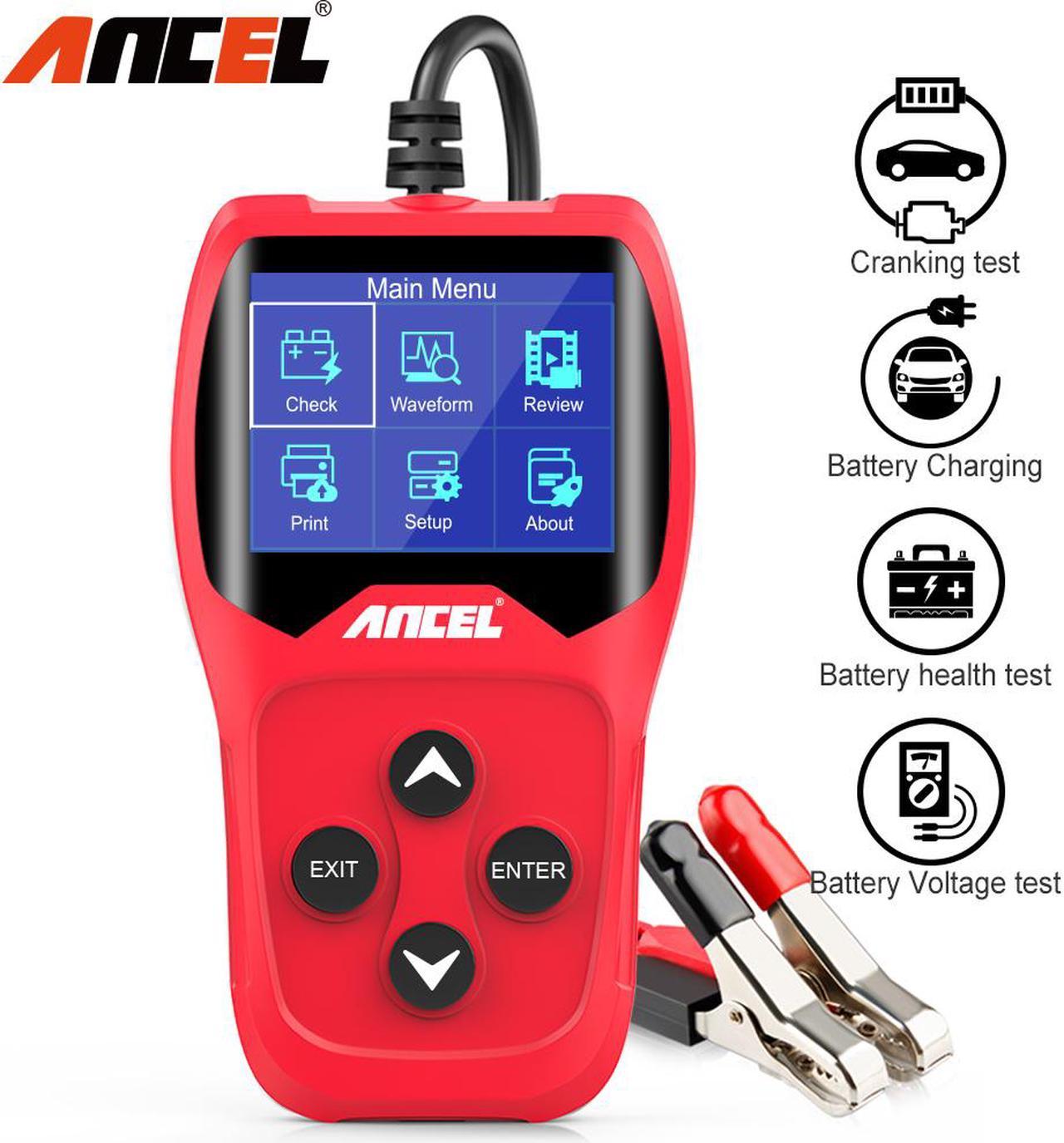 Ancel BA201 Battery Tester 100 to 2000CCA Automotive Battery Analyzer Digital Cranking Test Tool, Red