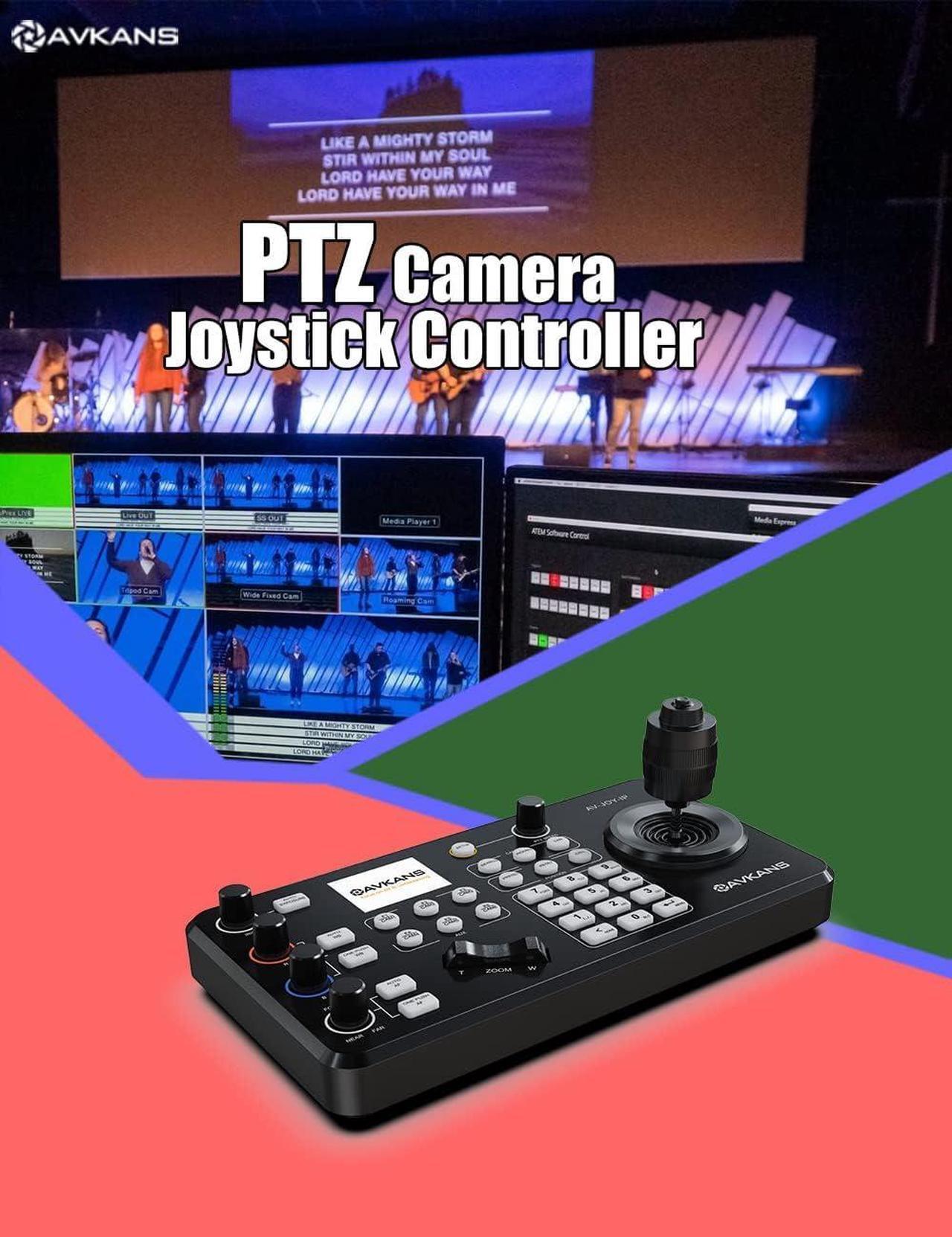 Alt view image 2 of 7 - AVKANS Super PTZ Camera Joystick Controller, NDI Camera Controller Keyboard with 4D Joystick for Live Streaming, Onvif Visca Over IP RS422 RS485 RS232 Pelco-D/P Support