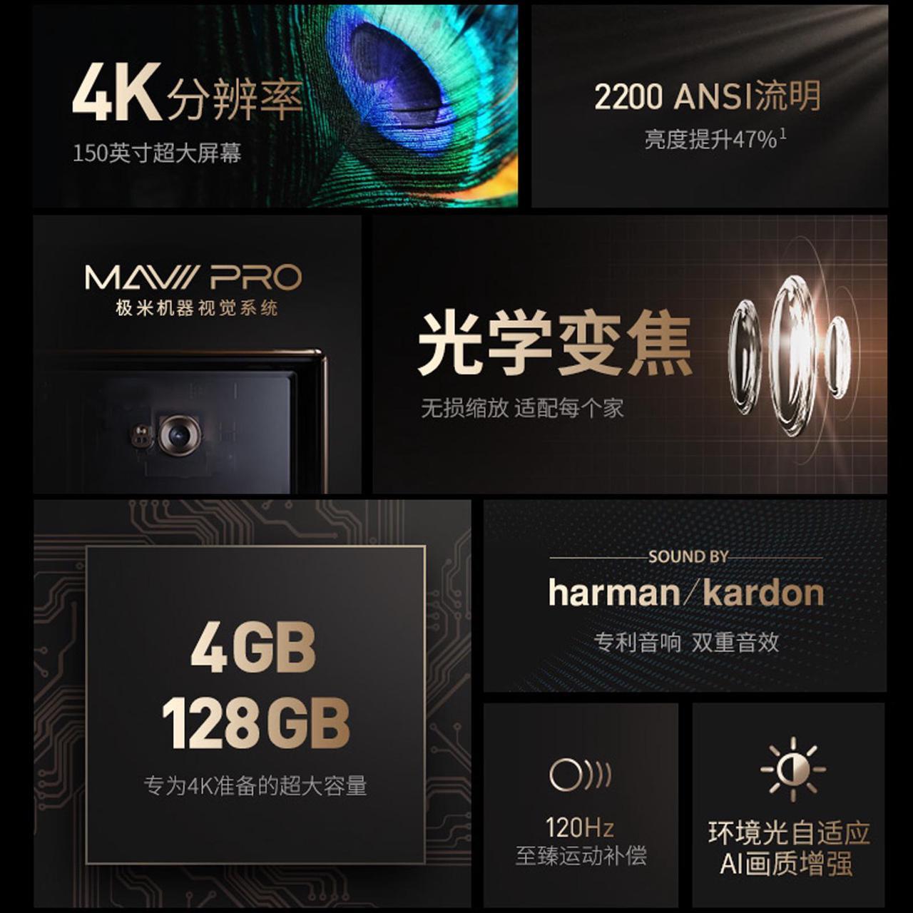 Alt view image 2 of 8 - XGIMI RS10 Ultra 4K Projector | Dual Light 3200 CVIA Lumens | MT9669 4GB 128GB | Dolby Video | Harman/Kardon DTS HD Audio | Android TV OS Pair with KD3 Google TV Stick