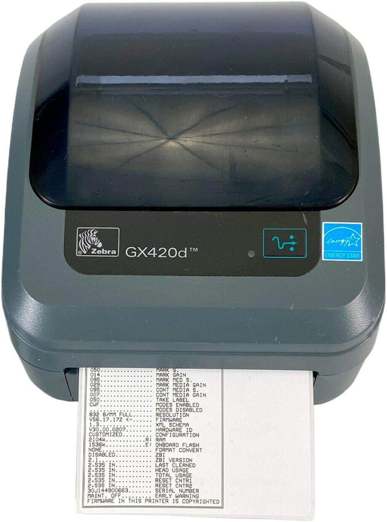 Zebra GX420d Direct Thermal Barcode Printer USB GX42-200310-000 NO AC Adapter