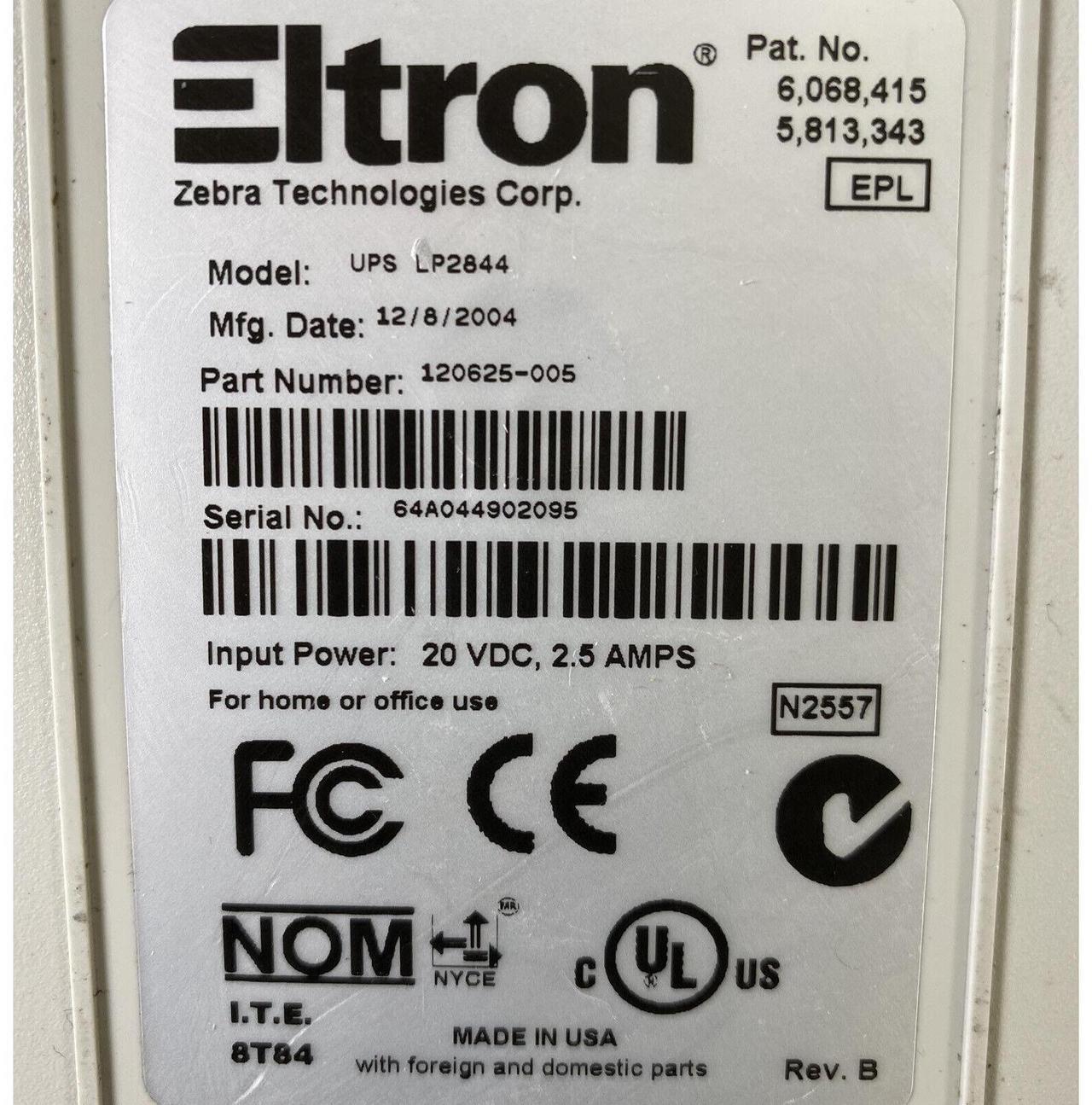 Alt view image 4 of 7 - Eltron UPS LP2844 CTP Direct Thermal Barcode Printer USB Serial Parallel