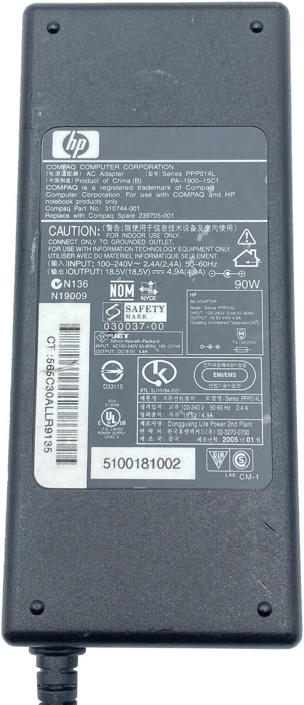 Alt view image 2 of 4 - Genuine HP 90W AC Adapter for Pavilion Laptop DC895A DV1130 DV6100 w/Cord OEM
