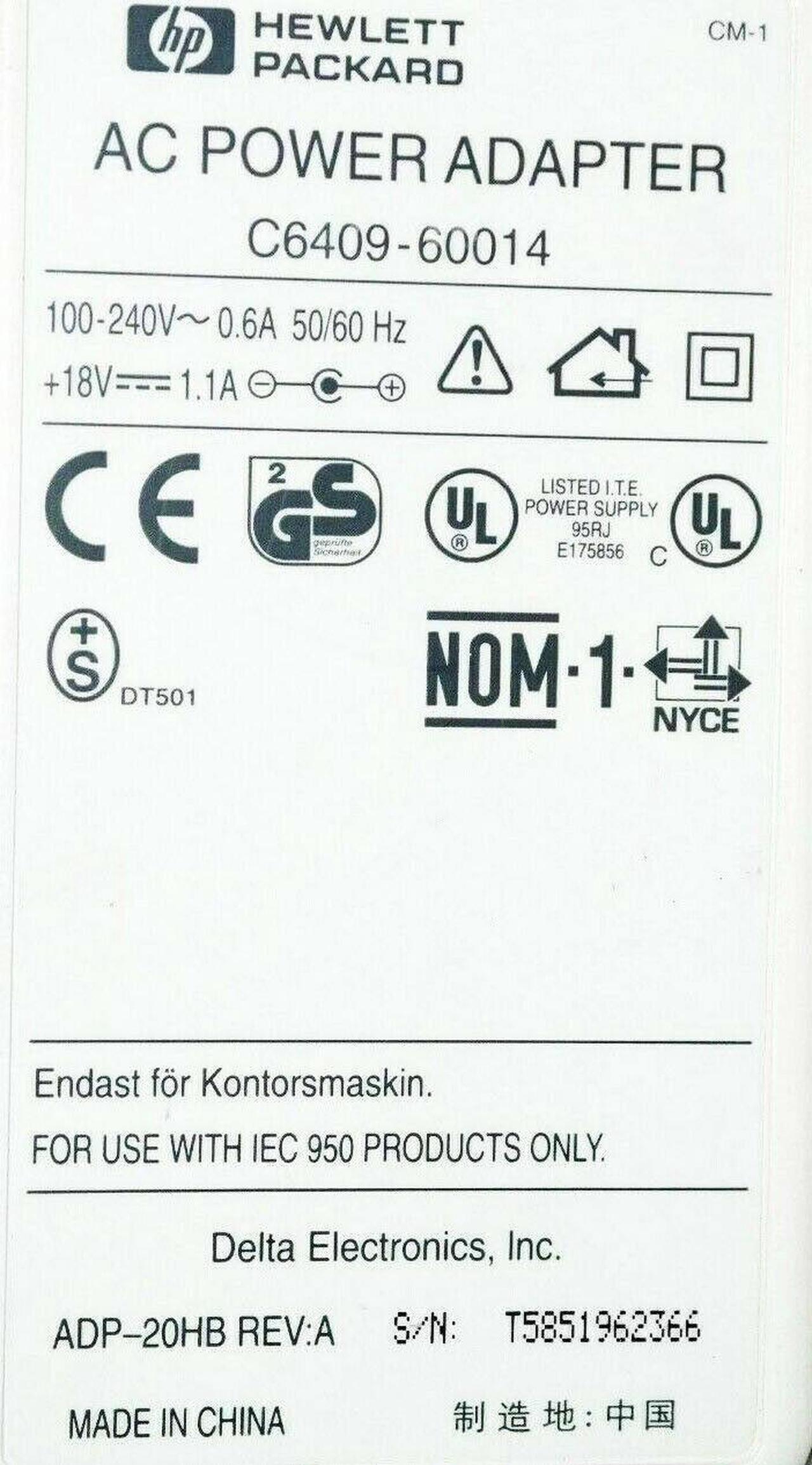 Alt view image 2 of 3 - Genuine HP AC DC Adapter for Deskjet Printer 820C 820CSE 832C 850C 855C w/Cord