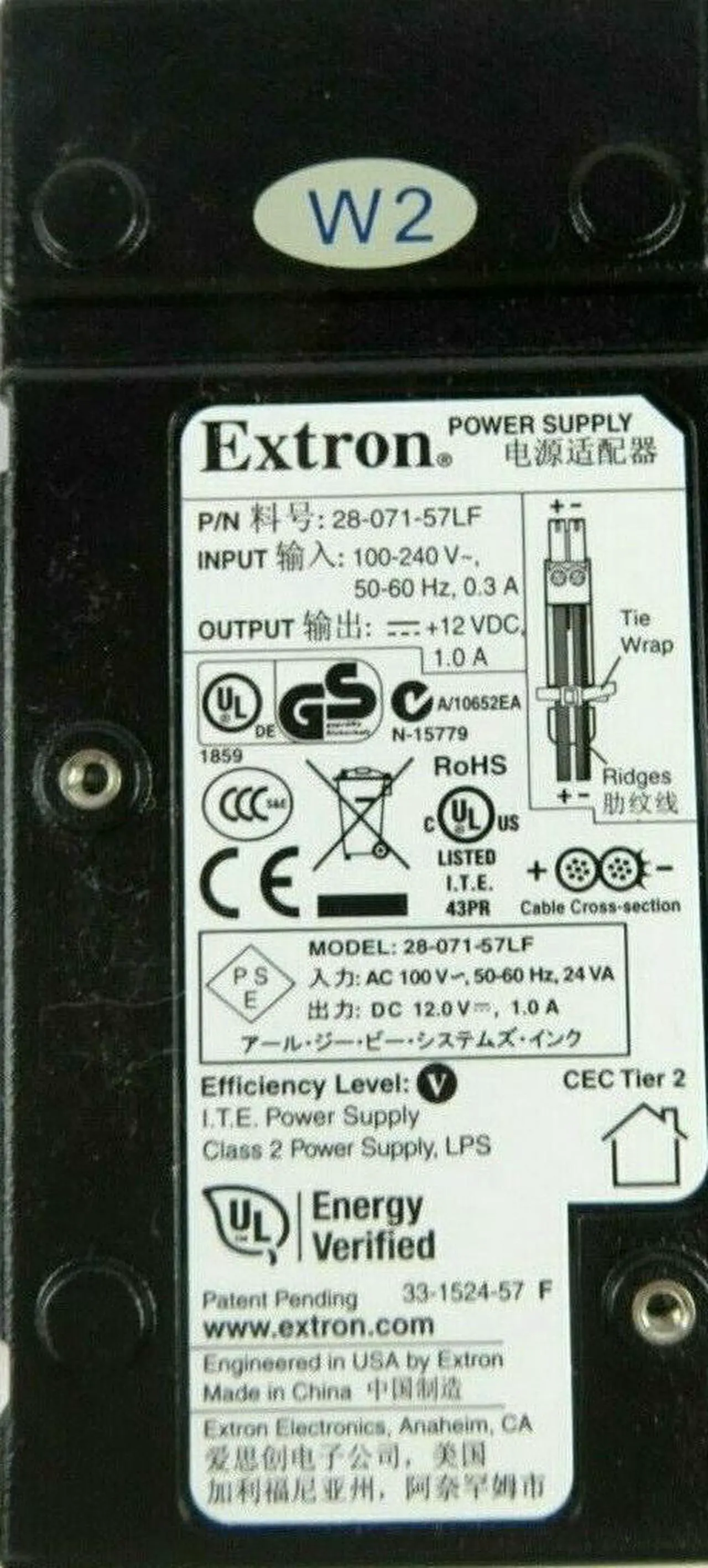 Alt view image 2 of 5 - NEW Genuine Extron AC Adapter 28-071-57LF Switching Power Supply 12V 1A 2-Pin