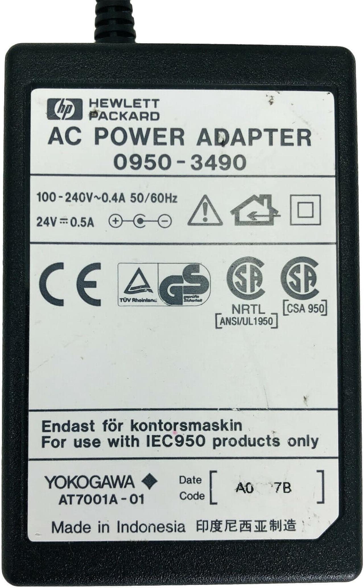 Alt view image 2 of 4 - Genuine HP Printer AC DC Power Adapter 0950-3490 91-58928 24V 0.5A w/Cord OEM