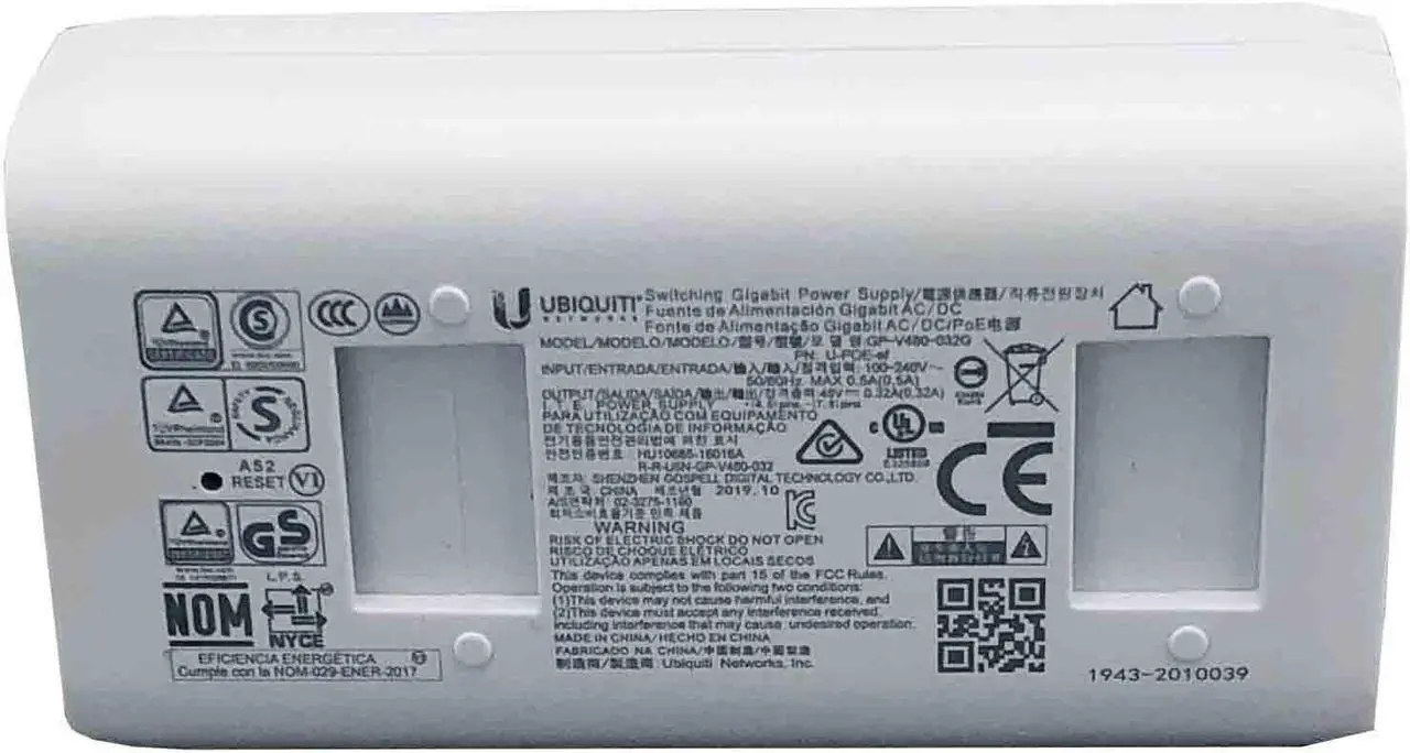 Alt view image 5 of 5 - Genuine Ubiquiti GP-V480-032G Switching Gigabit PoE Injector 48V 0.32A w/PC