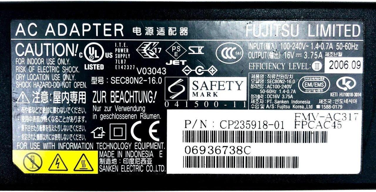 Alt view image 2 of 6 - Genuine Fujitsu Stylistic ST5111 ST5112 ST6012 Tablet PC AC Adapter Charger Cord