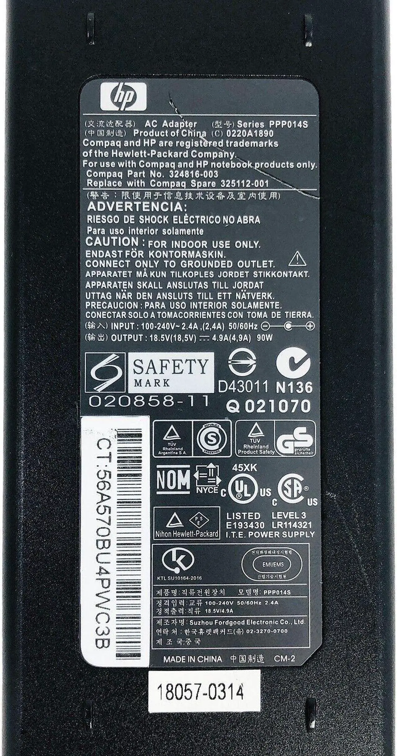 Alt view image 2 of 6 - Genuine 90W HP AC DC Adapter for Compaq Presario 1500 PP2140 R3000 PP2160 w/Cord
