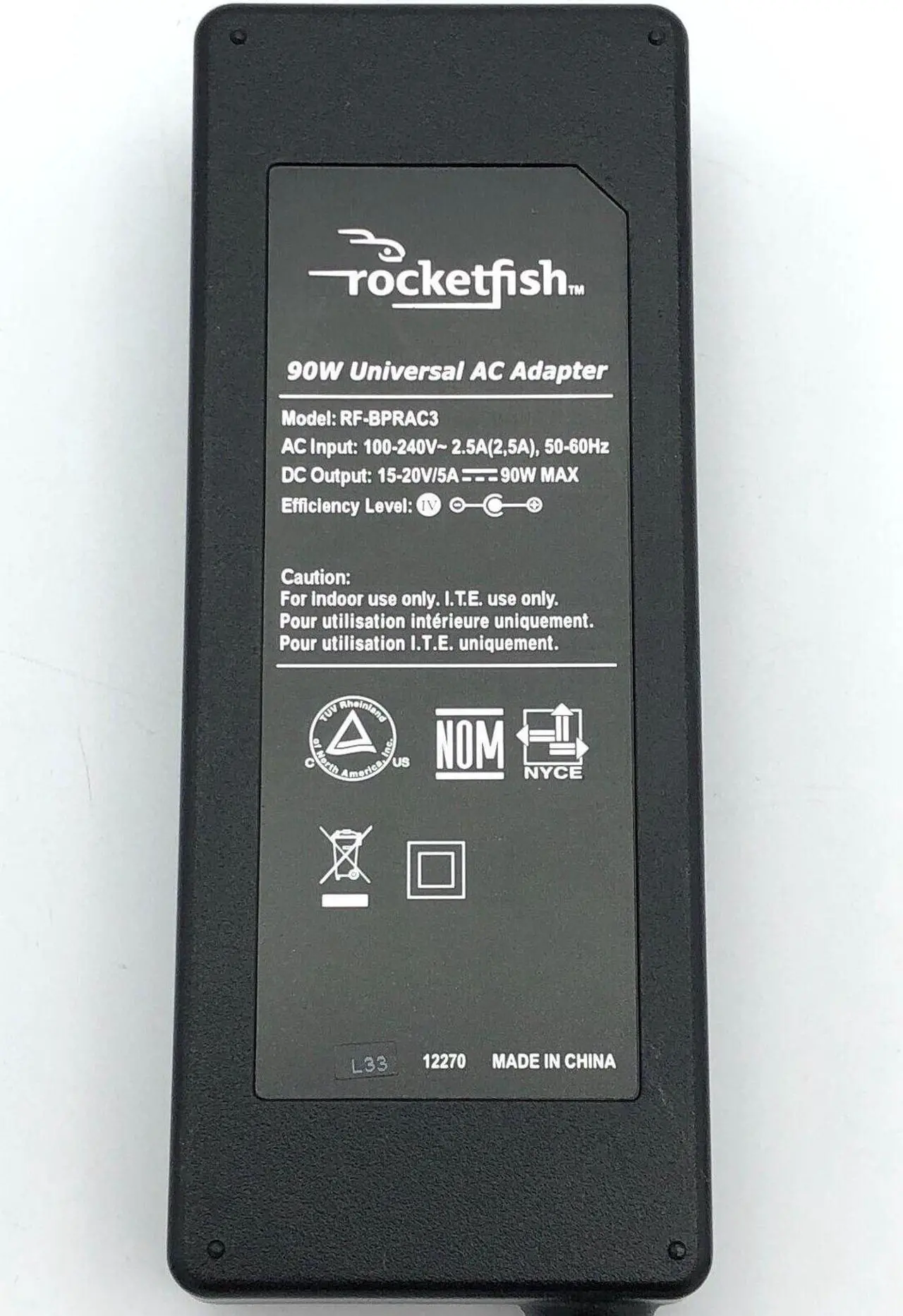 Alt view image 2 of 6 - Genuine Rocketfish RF-BPRAC3 Universal AC Adapter 15-20V 5A 90W Laptop Charger