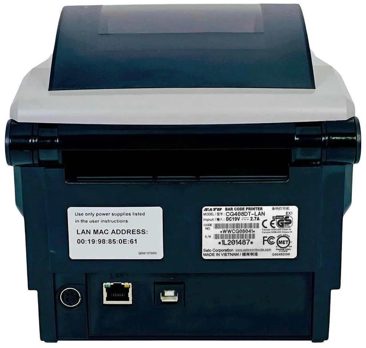 Alt view image 4 of 7 - SATO CG408DT-LAN Compact Direct Thermal 4x6 Barcode Label Printer Ethernet USB