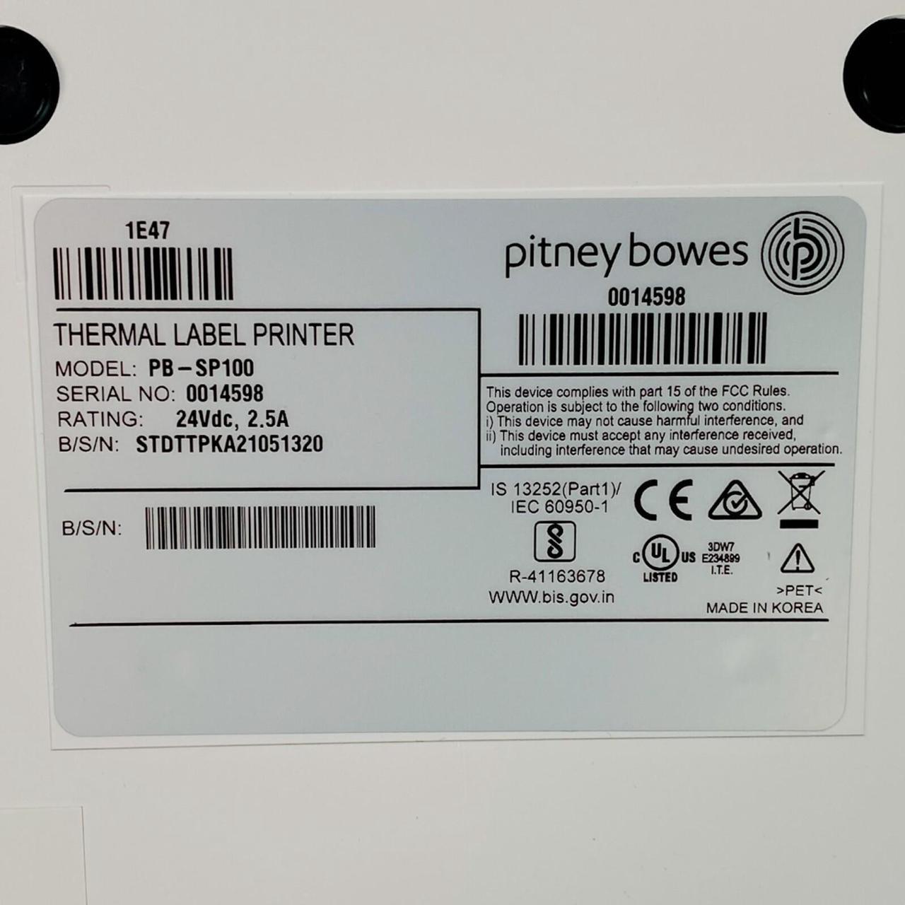 Alt view image 5 of 7 - Pitney Bowes PB-SP100 1E47 Direct Thermal Shipping Label Printer USB LAN