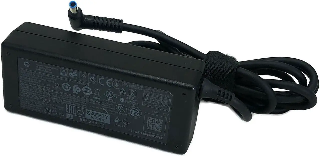 Alt view image 6 of 6 - Genuine HP AC Adapter Charger Power Supply 19.5V 3.33A 65W pin 4.5x3.0 mm Blue Tip APD-65HB PPP009D 854055-003 710412-001 w/Cord OEM