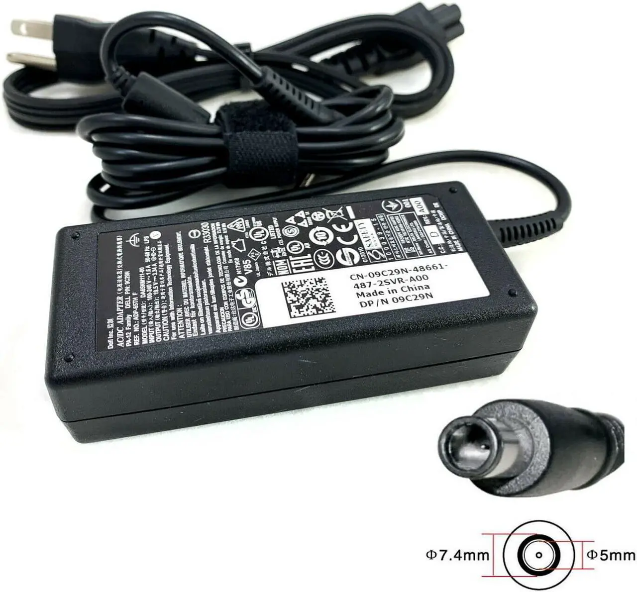 Alt view image 4 of 4 - Genuine Dell 65W PA-12 AC Power Adapter Charger Chromebook 11-3180 3189 W/Cord