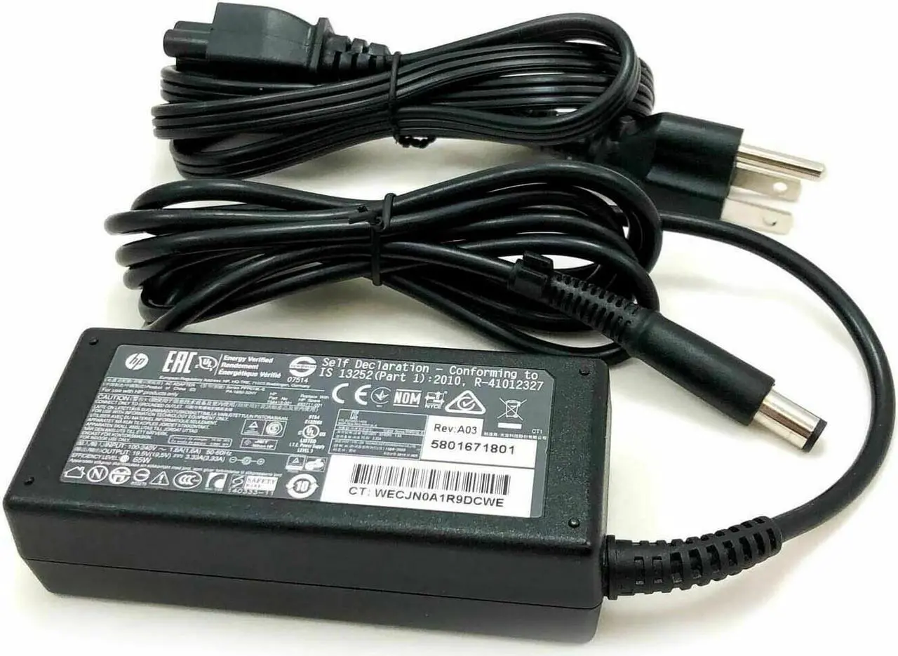 Alt view image 4 of 4 - Genuine HP 65W AC Adapter Power Supply for EliteBook 8440P Laptop w/Cord OEM
