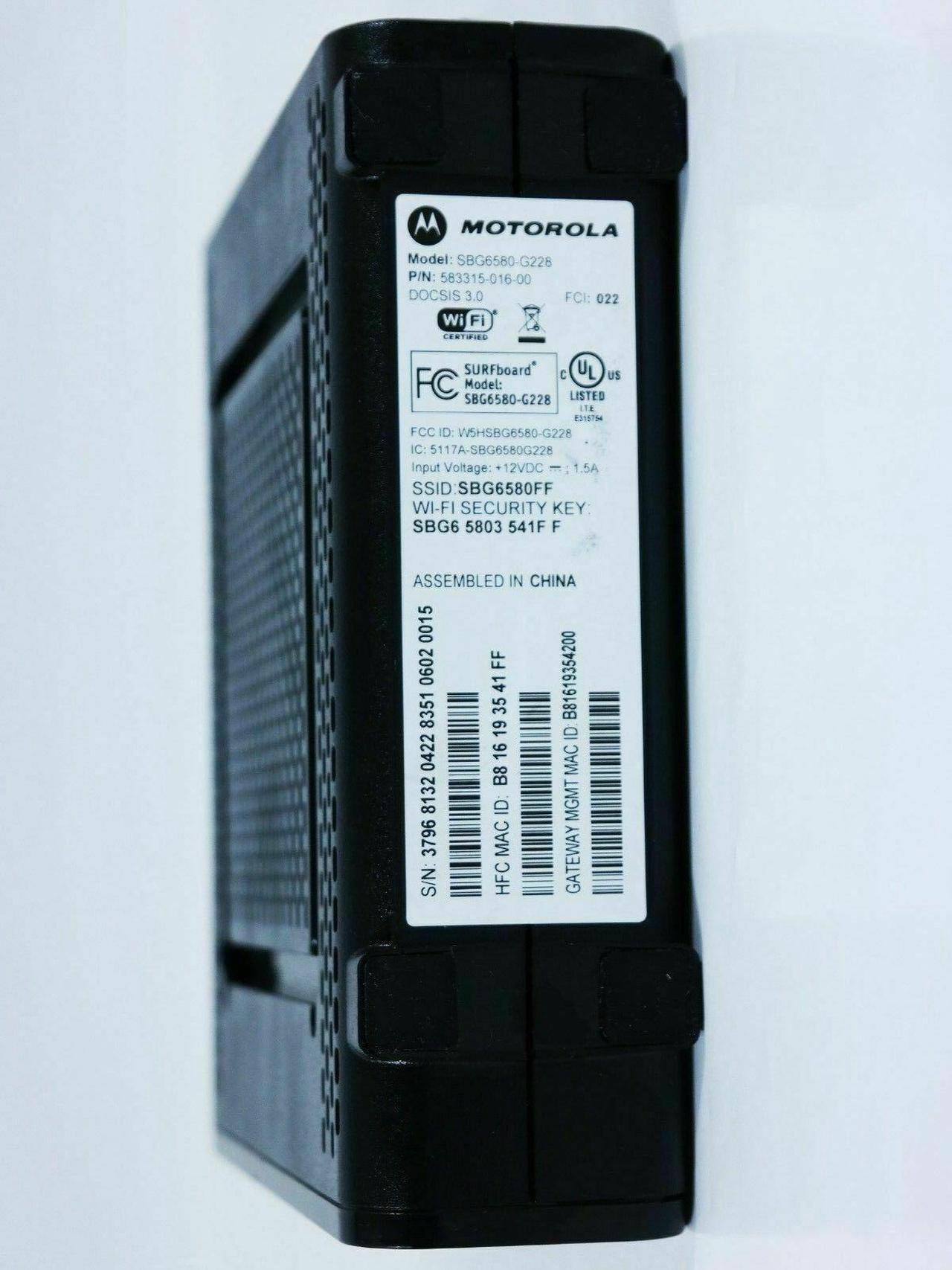 Alt view image 3 of 7 - Motorola SBG6580-G228 AC Router 300 Mbps 4Port Gigabit Wi-Fi Cable Modem Gateway