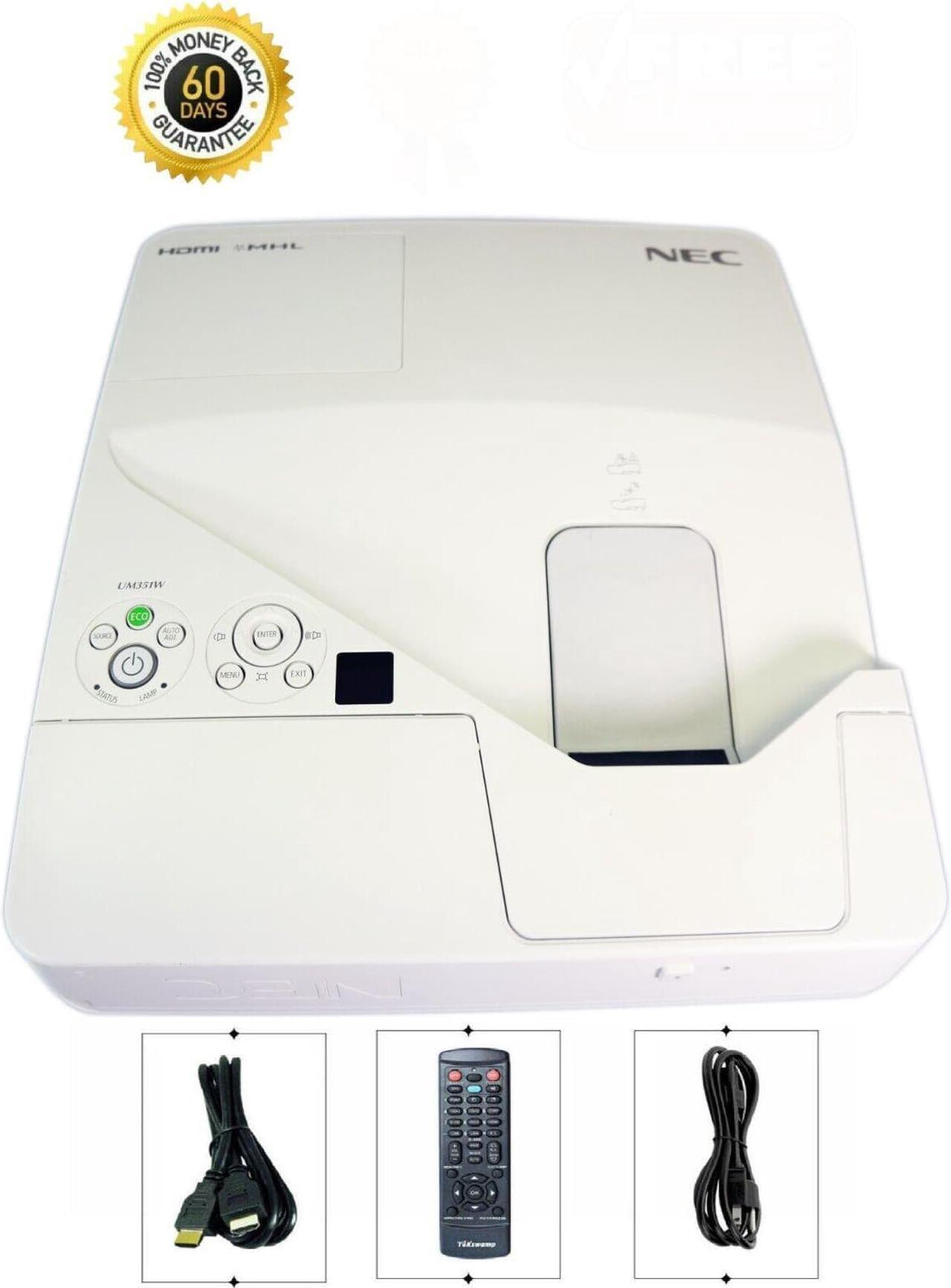 Main image of NEC UM351W 3LCD Widescreen Projector 3500 Lumens WXGA Ultra Short Throw HD 1080p HDMI LAN Speakers with Accessories Bundle (Power Cable, HDMI Cable, Remote)