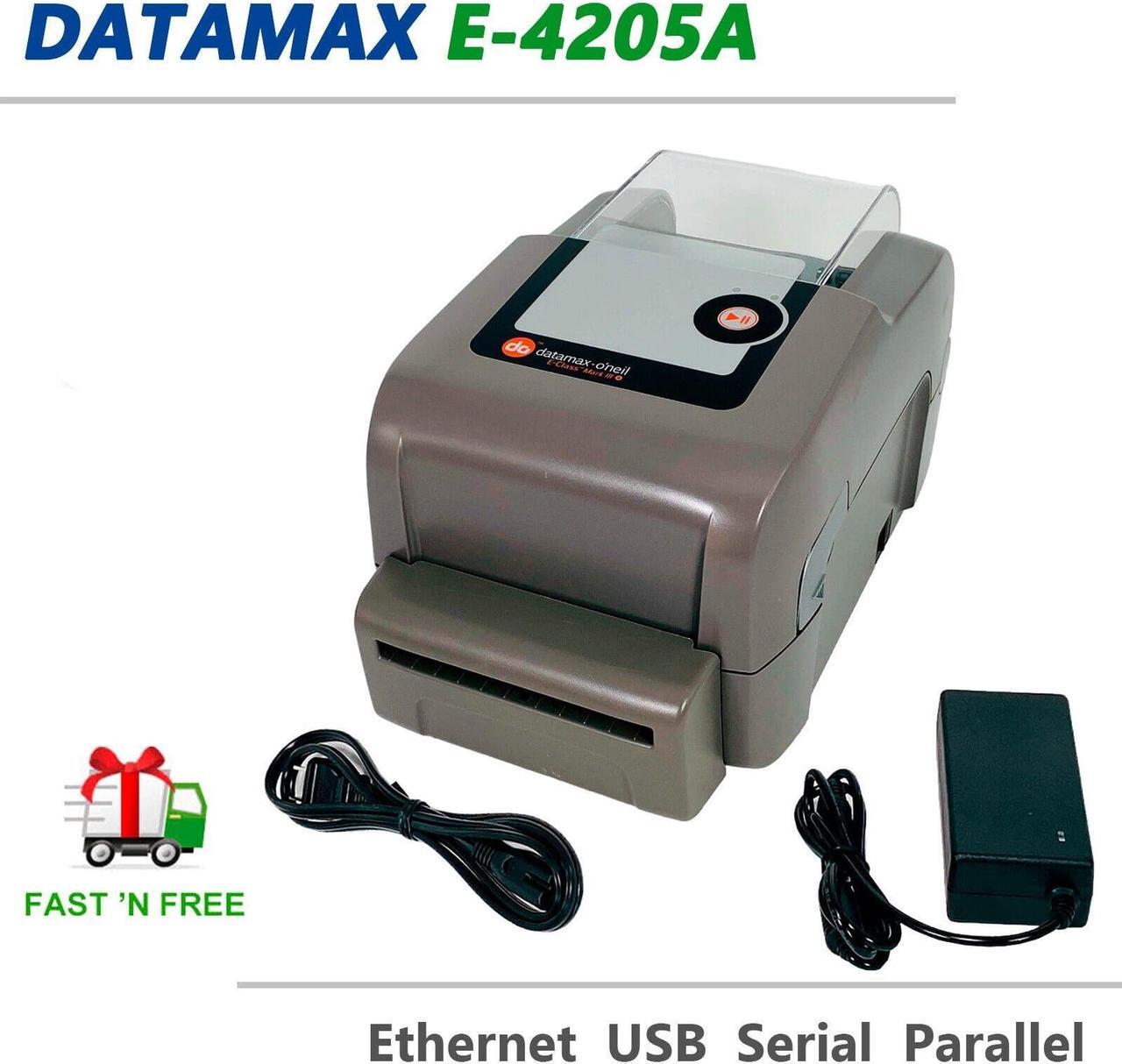 Main image of Datamax E-4205A Mark III  203 x 203 DPI Media Width 4.4 Direct Thermal Barcode Printer Cutter with AC Adapter