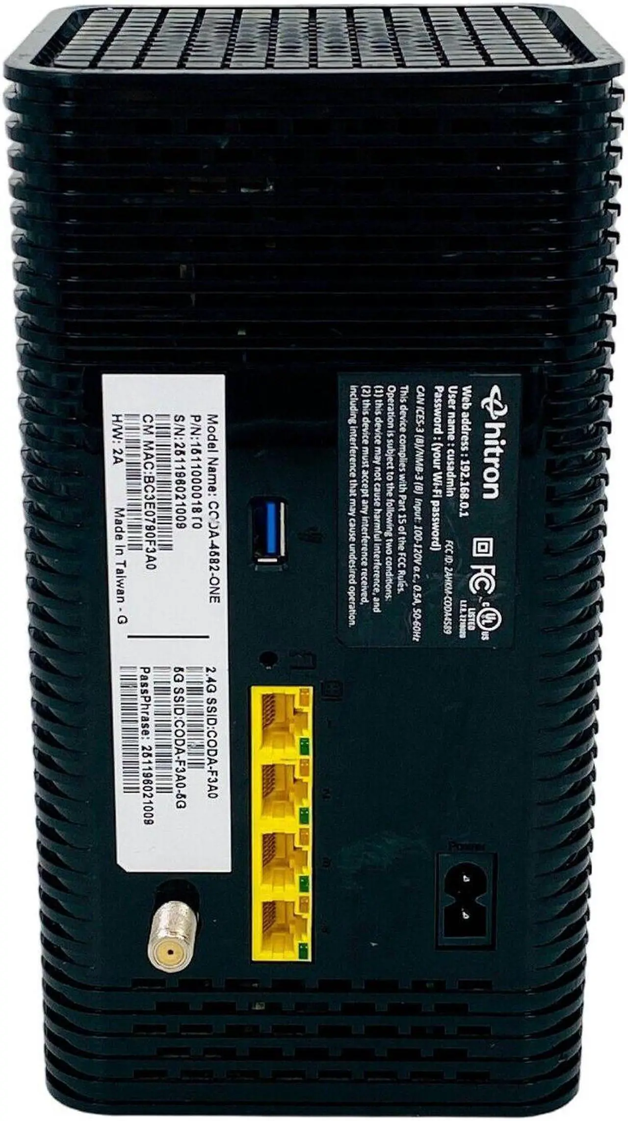 Main image of Hitron Coda-4582-ONE MDC DOCSIS 3.1 Cable Modem Router w/Power Cord