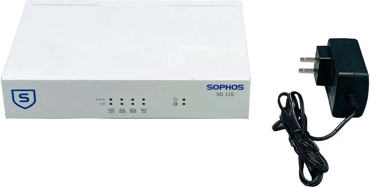Main image of Sophos SG 115 rev.1 UTM Firewall Security Appliance 4-Port w/ Adapter - Sophos FortiGate 10 Gigabit Firewall - Network Security Appliance with VPN and Remote Access Capabilities