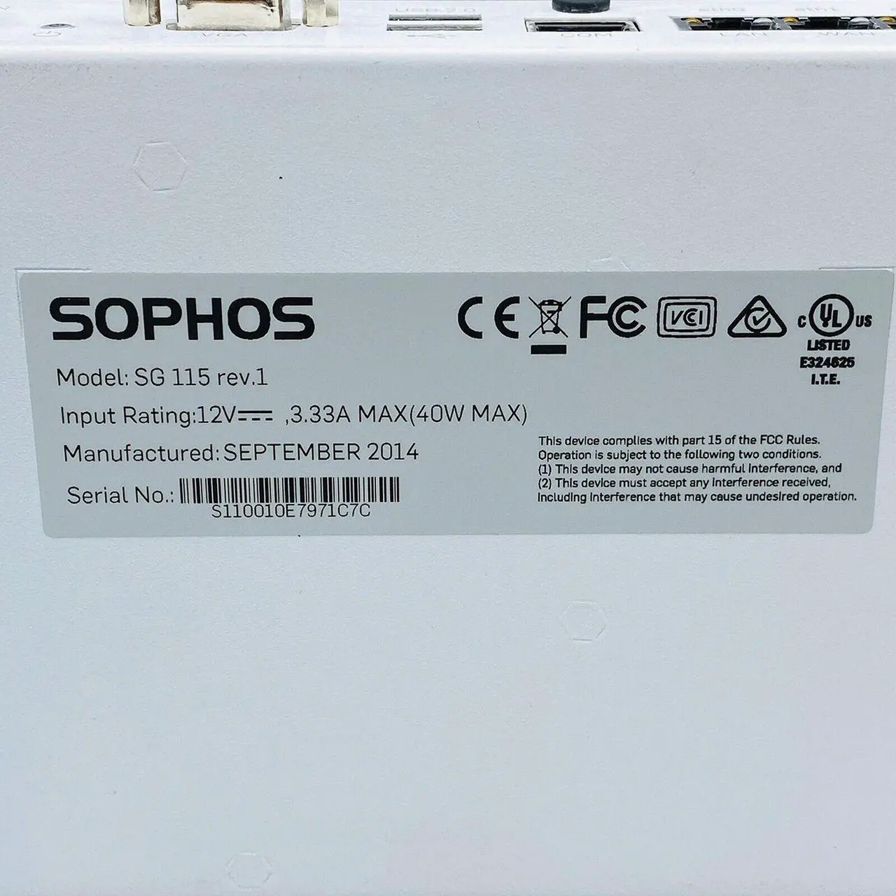 Alt view image 5 of 5 - Sophos SG 115 rev.1 UTM Firewall Security Appliance 4-Port w/ Adapter - Sophos FortiGate 10 Gigabit Firewall - Network Security Appliance with VPN and Remote Access Capabilities