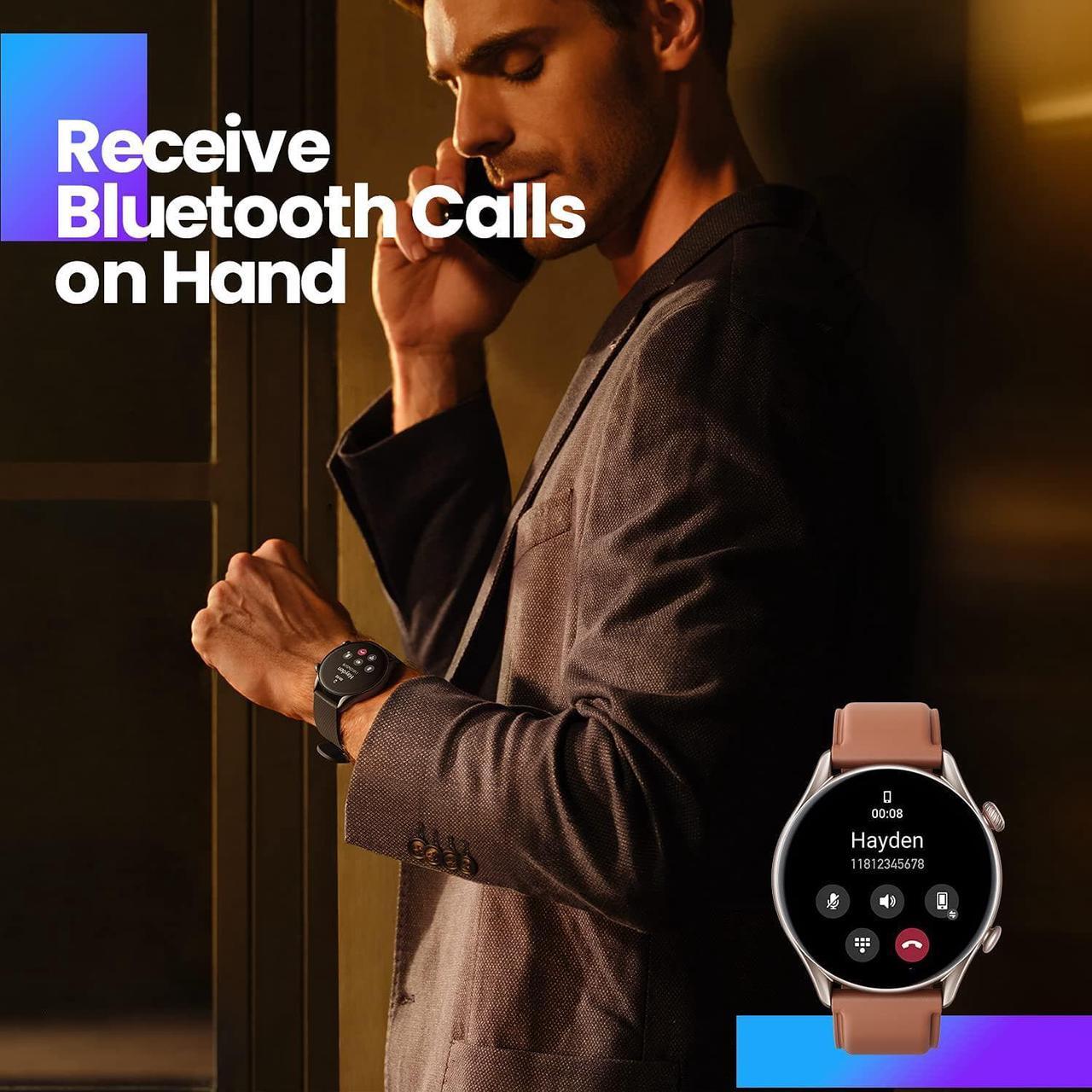 Alt view image 2 of 7 - Amazfit GTR 3 Pro Smart Watch for Men,12-Day Battery Life, Alexa Built-in, Bluetooth Call & Text, GPS & 150 Sports Modes, 1.45AMOLED Display, Fitness Watch with SpO2 Heart Rate Tracker, Black