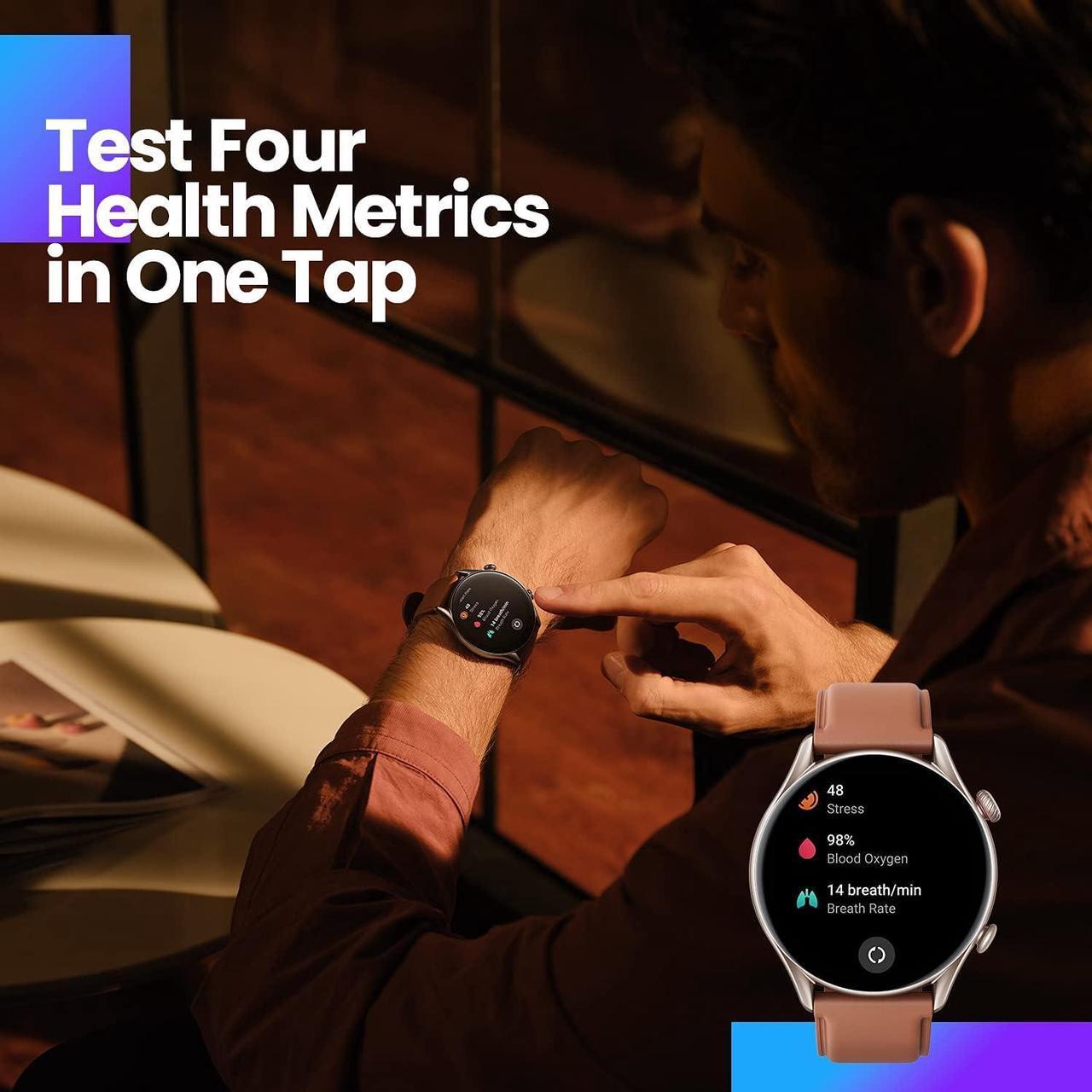 Alt view image 5 of 7 - Amazfit GTR 3 Pro Smart Watch for Men,12-Day Battery Life, Alexa Built-in, Bluetooth Call & Text, GPS & 150 Sports Modes, 1.45AMOLED Display, Fitness Watch with SpO2 Heart Rate Tracker, Black