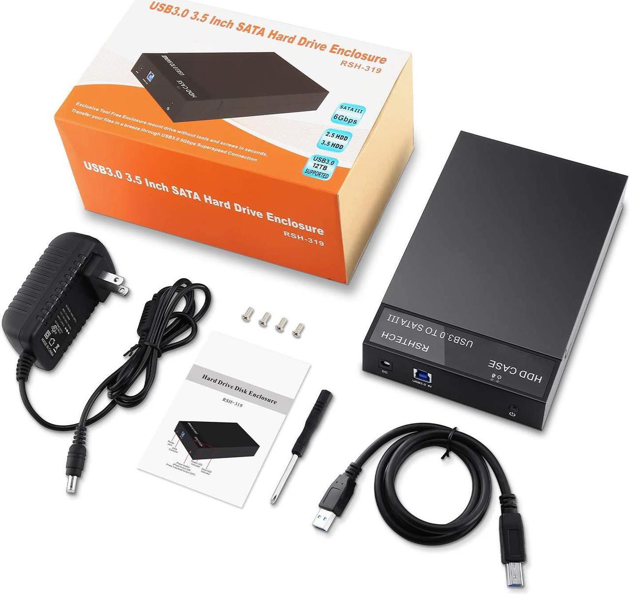 Alt view image 7 of 7 - RSHTECH Hard Drive Enclosure, USB 3.0 to SATA External Hard Drive Docking Station for 3.5 inch SATA I/II/III HDD SSD Up to 12TB Support UASP (Black)
