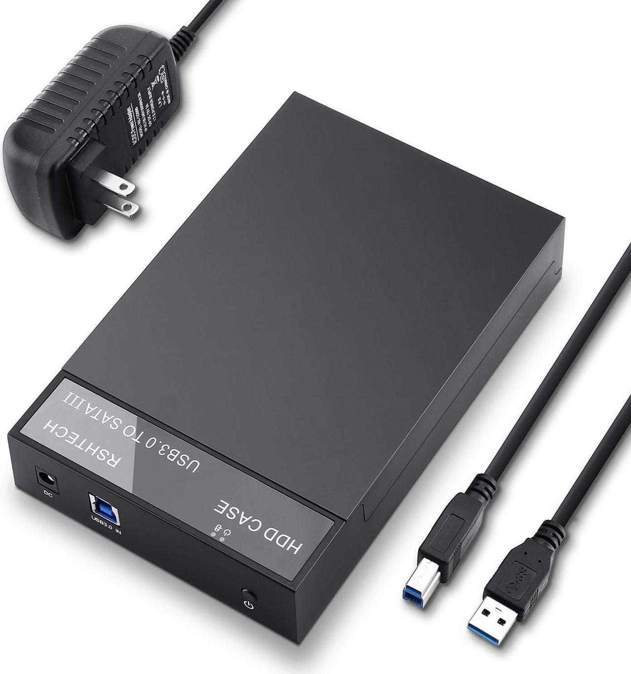 Main image of RSHTECH Hard Drive Enclosure, USB 3.0 to SATA External Hard Drive Docking Station for 3.5 inch SATA I/II/III HDD SSD Up to 12TB Support UASP (Black)