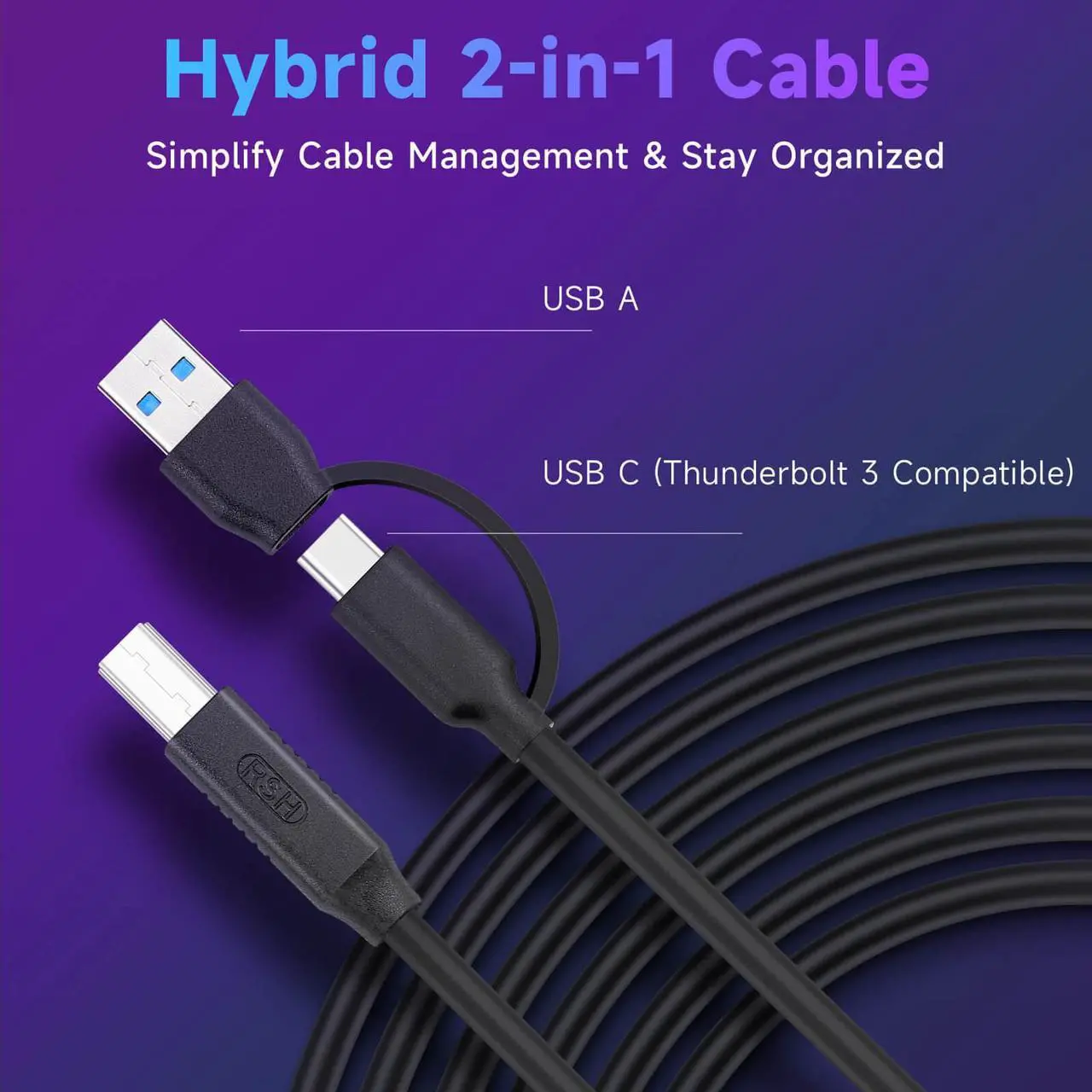 Alt view image 4 of 7 - Powered USB Hub, RSHTECH RGB 7 Ports USB 3.0/USB C Hub with 14 Mode RGB LED Strip, Individual Touch Switches, 3.3ft Data Cable and 5V/4A Power Adapter, Aluminum USB Hub for PC and Laptop, RSH-518R