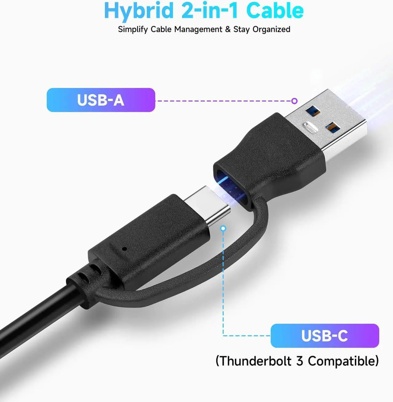 Alt view image 4 of 7 - Powered UBS Hub, RSHTECH 7 Port USB 3.0/USB C Hub Upgraded Version Aluminum USB Hub with 2-in-1 USB Cable,5V 3A Power Adapter and Individual Switches, USB Port Expander Hub for Laptop and PC, RSH-ST07