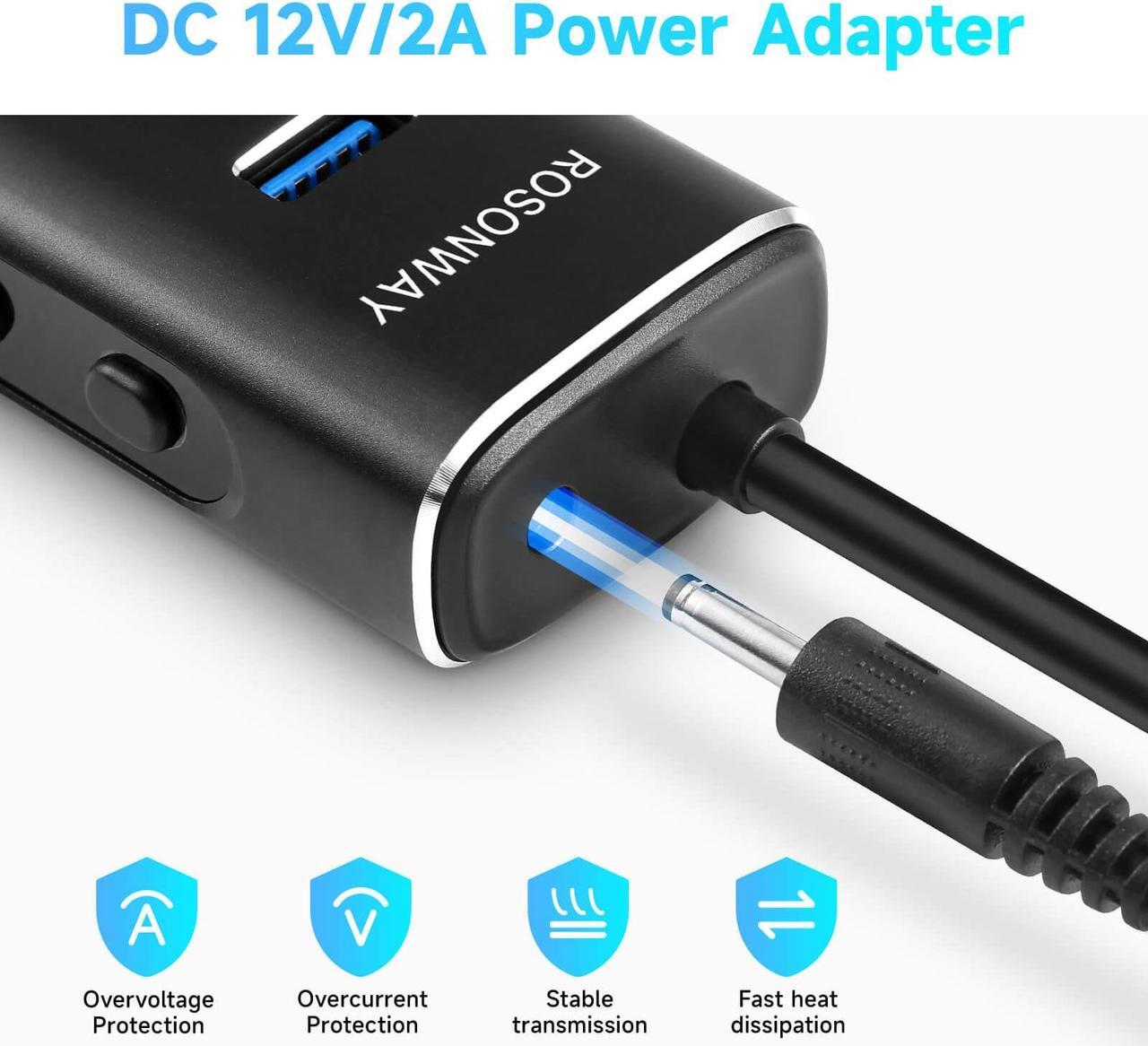 Alt view image 6 of 7 - Powered USB Hub, Rosonway 8-Port USB 3.2/USB C Hub with 6 USB 3.2 Ports 10Gbps, SD/TF Card Readers, 3.3ft Long Cable and 12V/2A Power Adapter, Aluminum USB Port Expander for Laptop and PC, RSH-A107D