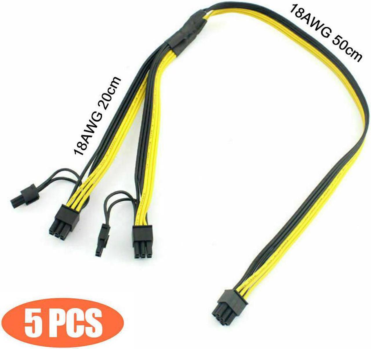 5pcs PCI-E 6Pin to Dual 6+2-pin Power Splitter Cable 18AWG Graphics Card 6Pin to Dual 8Pin PCIE PCI Express Power Cable