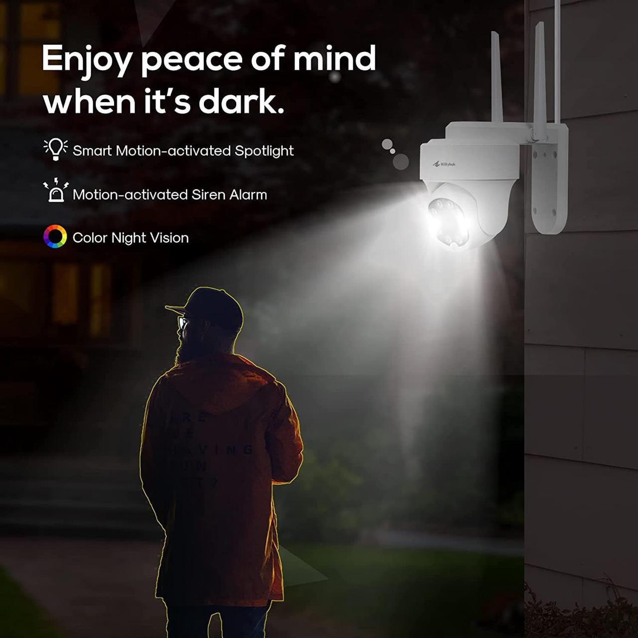 Alt view image 3 of 7 - Kittyhok PTZ Wireless Security Camera System | 4pcs Ultra 2K Wireless Outdoor Security Camera with 360° View, auto Tracking, Human Detection, and Spotlight | 8CH NVR with 500GB HDD for 24-7 Recording