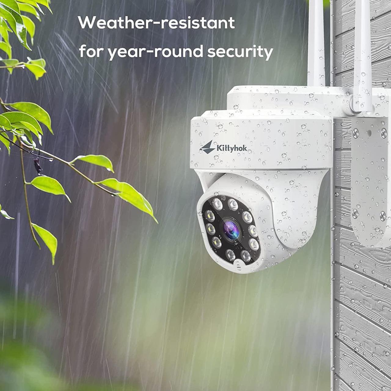 Alt view image 6 of 7 - Kittyhok PTZ Wireless Security Camera System | 4pcs Ultra 2K Wireless Outdoor Security Camera with 360° View, auto Tracking, Human Detection, and Spotlight | 8CH NVR with 500GB HDD for 24-7 Recording